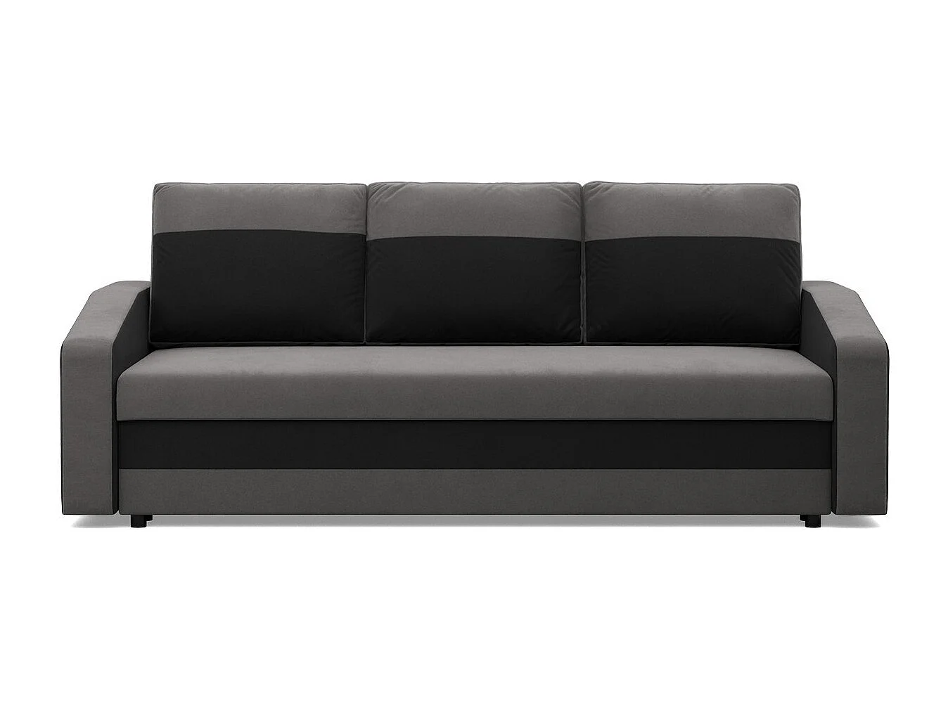 Canapé 3 places avec fonction sommeil, Gris + Noir