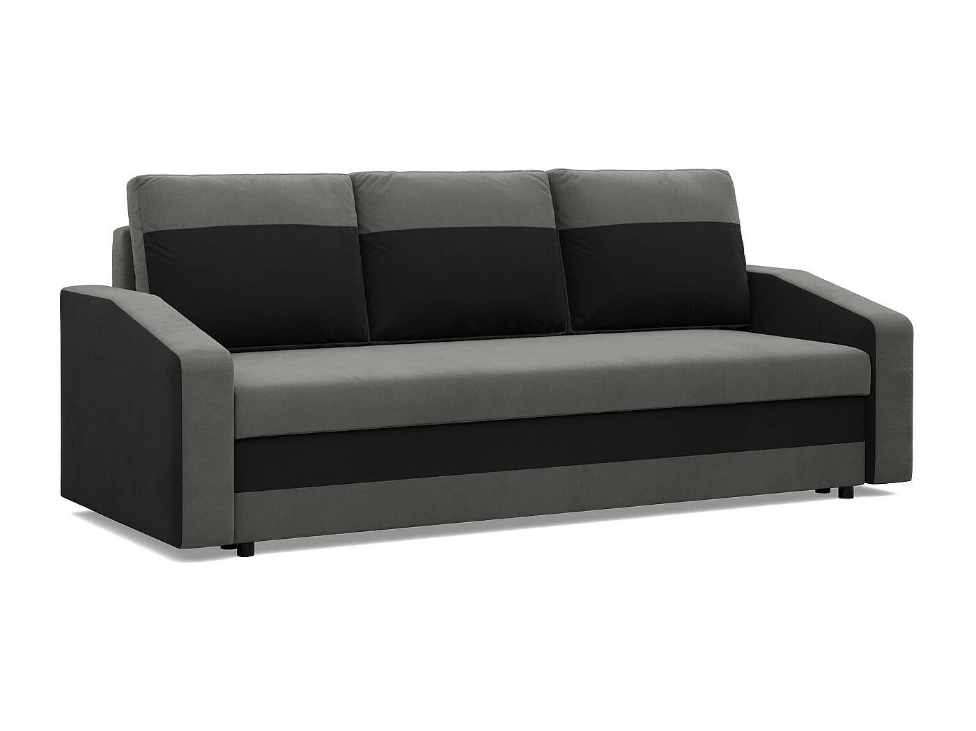Canapé 3 places avec fonction sommeil, Gris + Noir