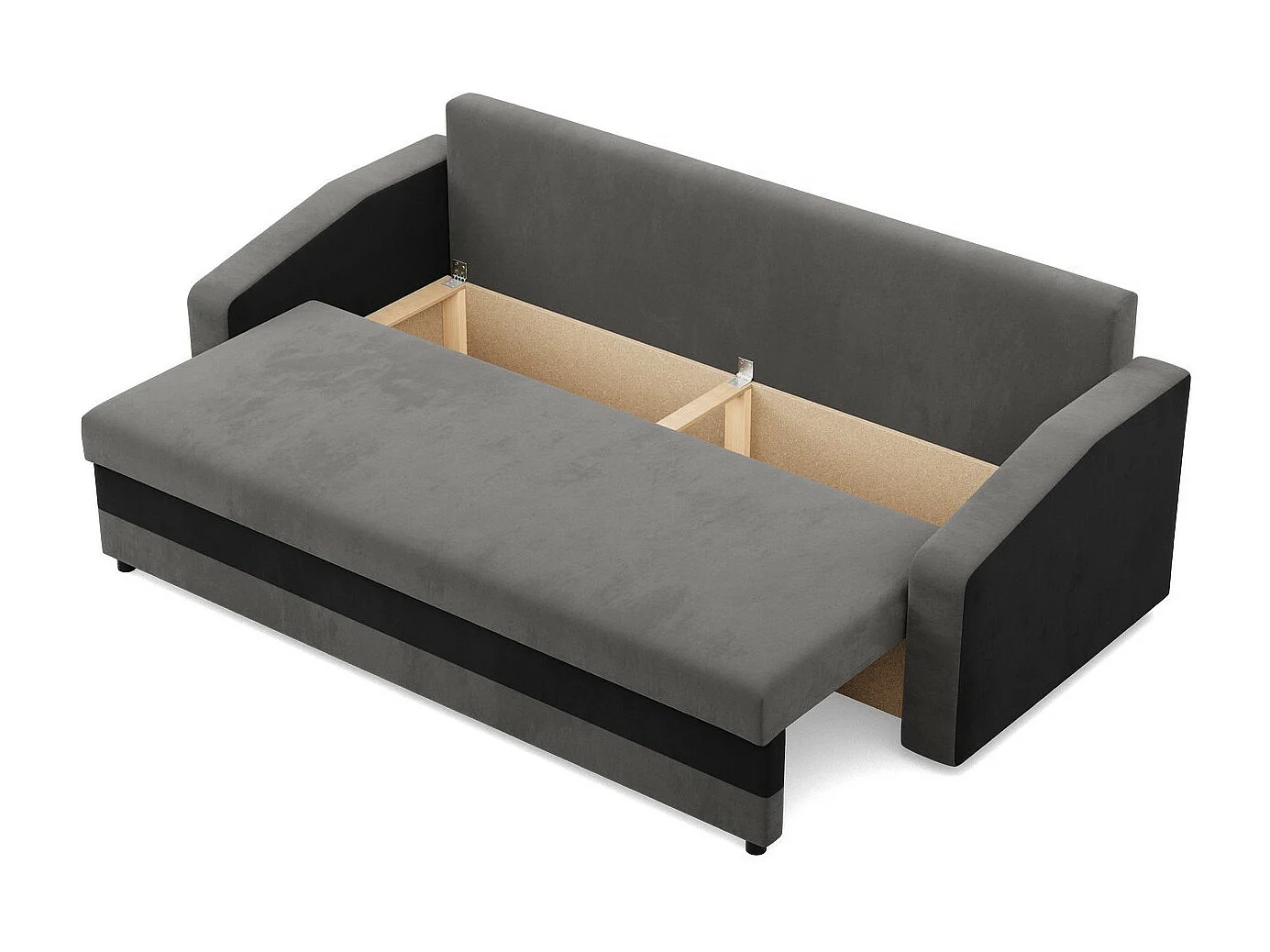 Canapé 3 places avec fonction sommeil, Gris + Noir