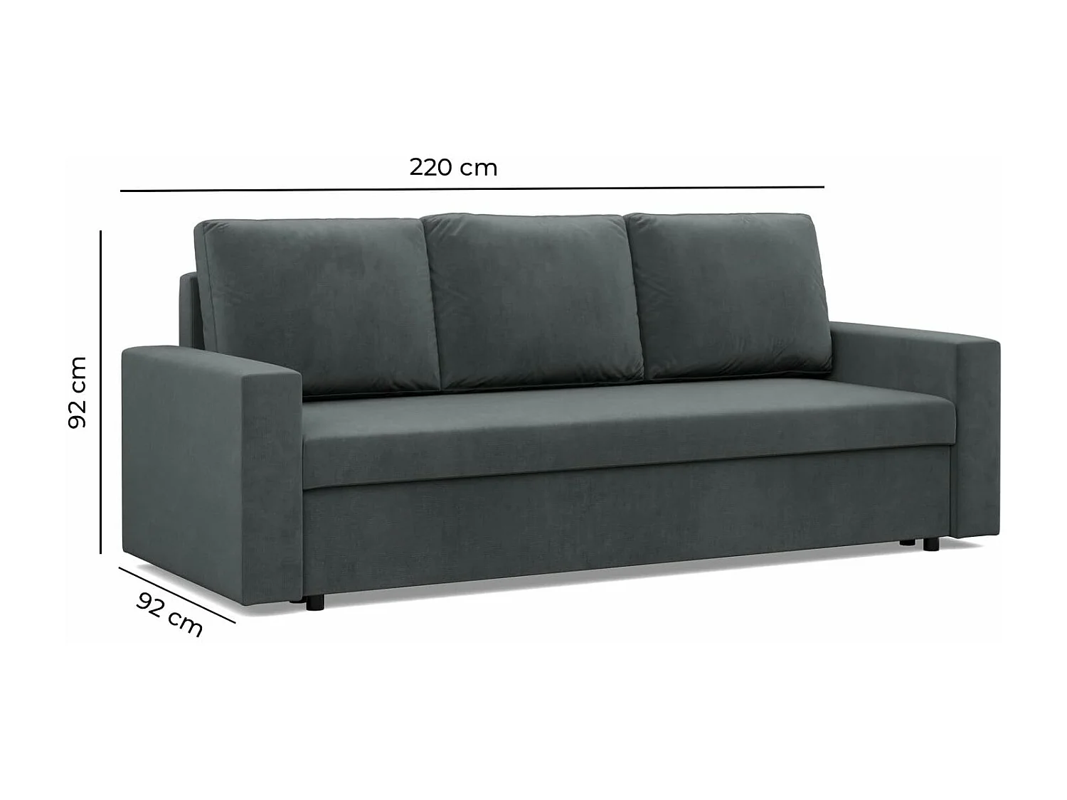 Sofa 3-osobowa z funkcją spania, kolor brązowy