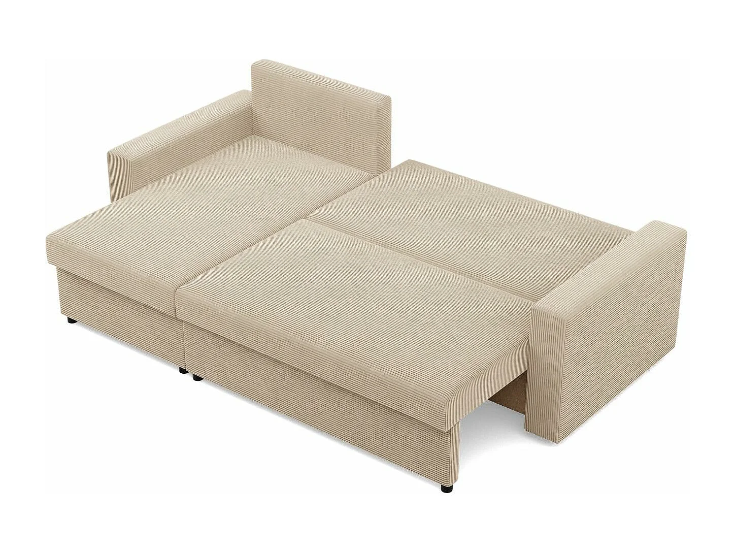 Narożnik z funkcją spania, Bonell, sztruks - beż