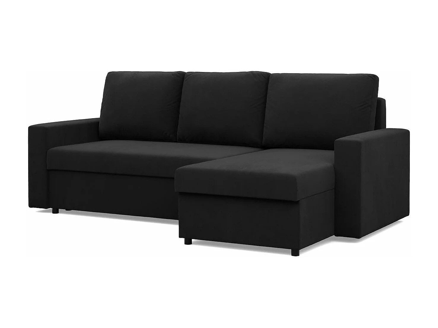 Canapé d'angle avec fonction couchage, Bonell, Noir
