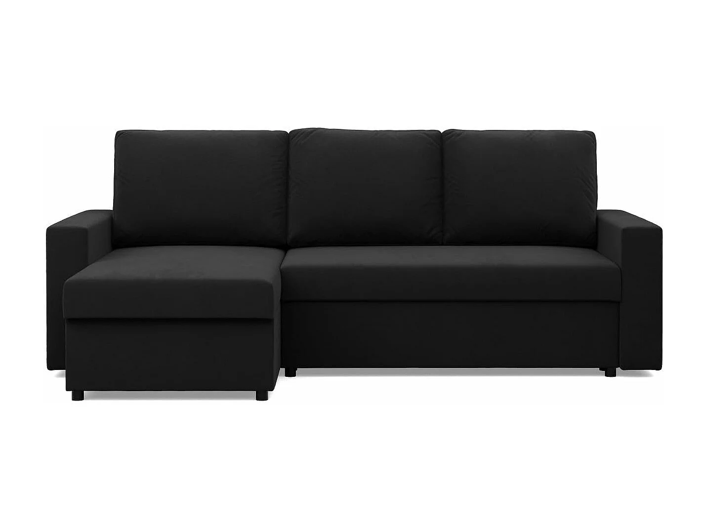 Canapé d'angle avec fonction couchage, Bonell, Noir