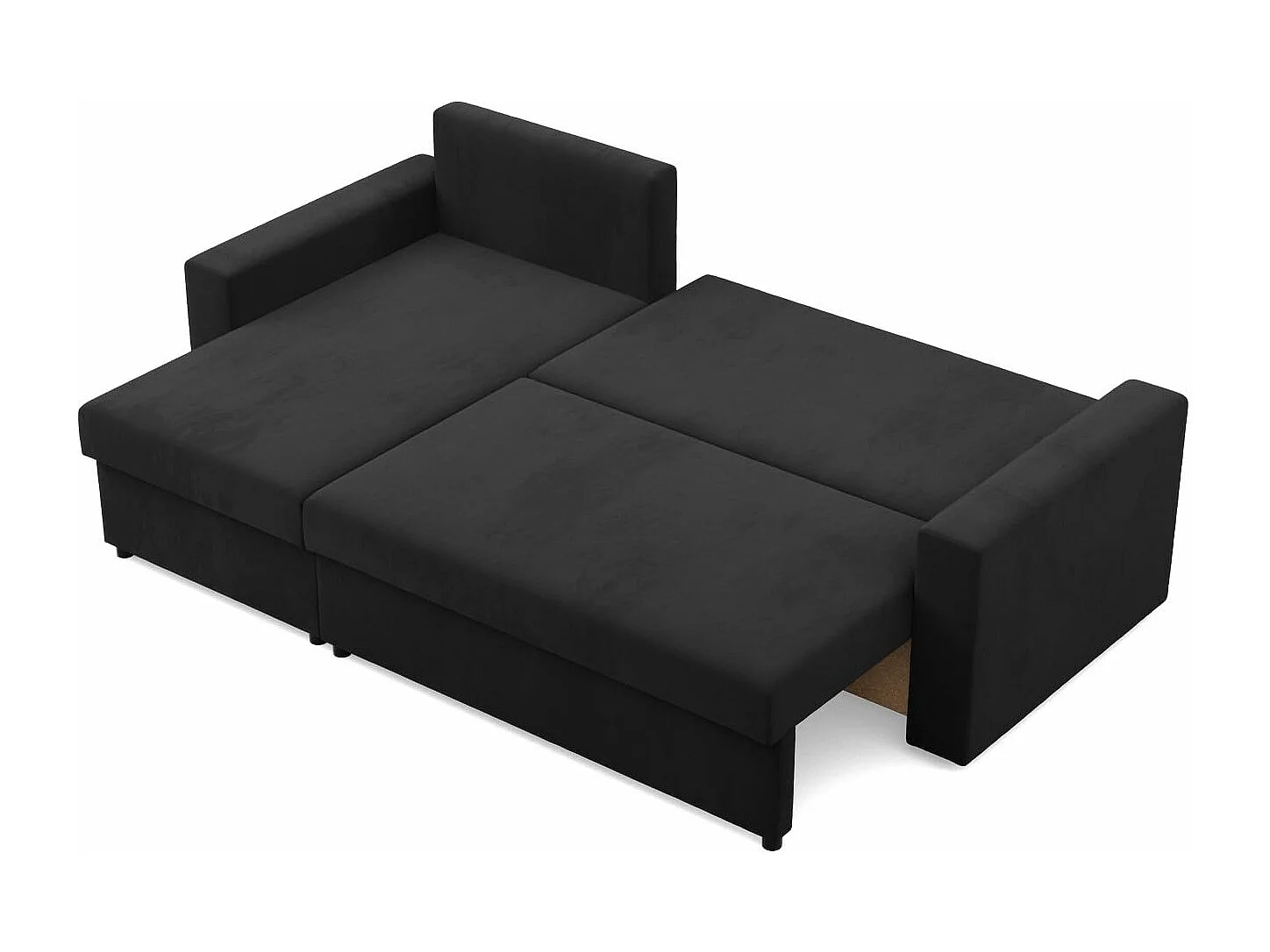 Canapé d'angle avec fonction couchage, Bonell, Noir