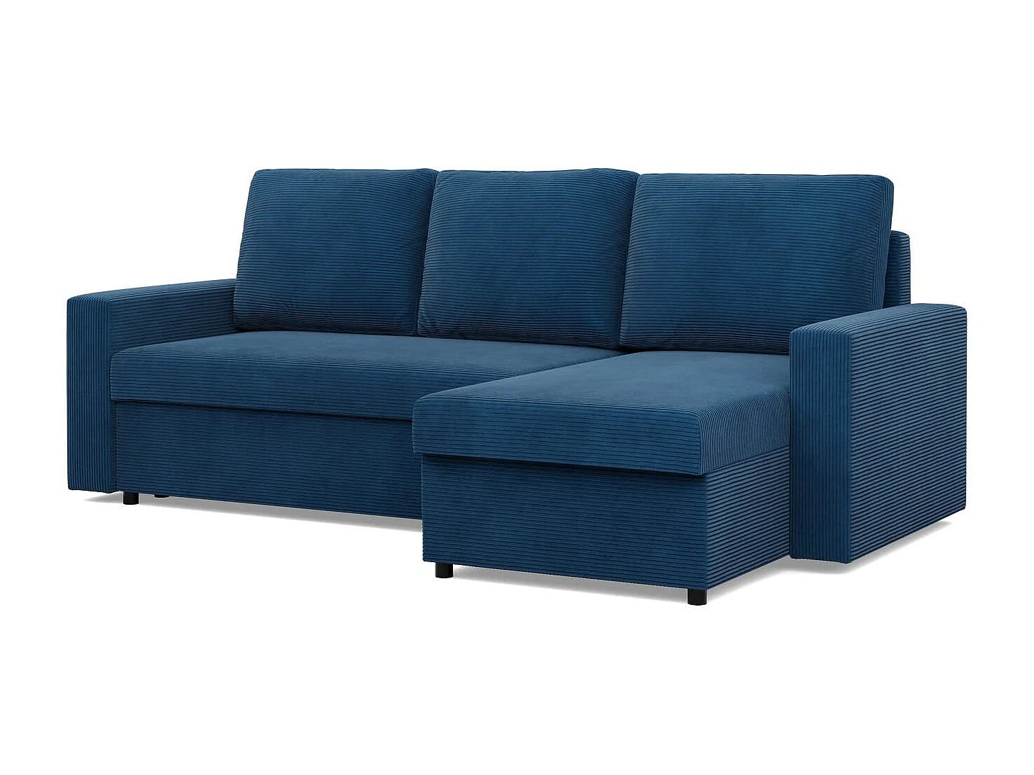Canapé d'angle avec fonction couchage, Corde - Bleu foncé