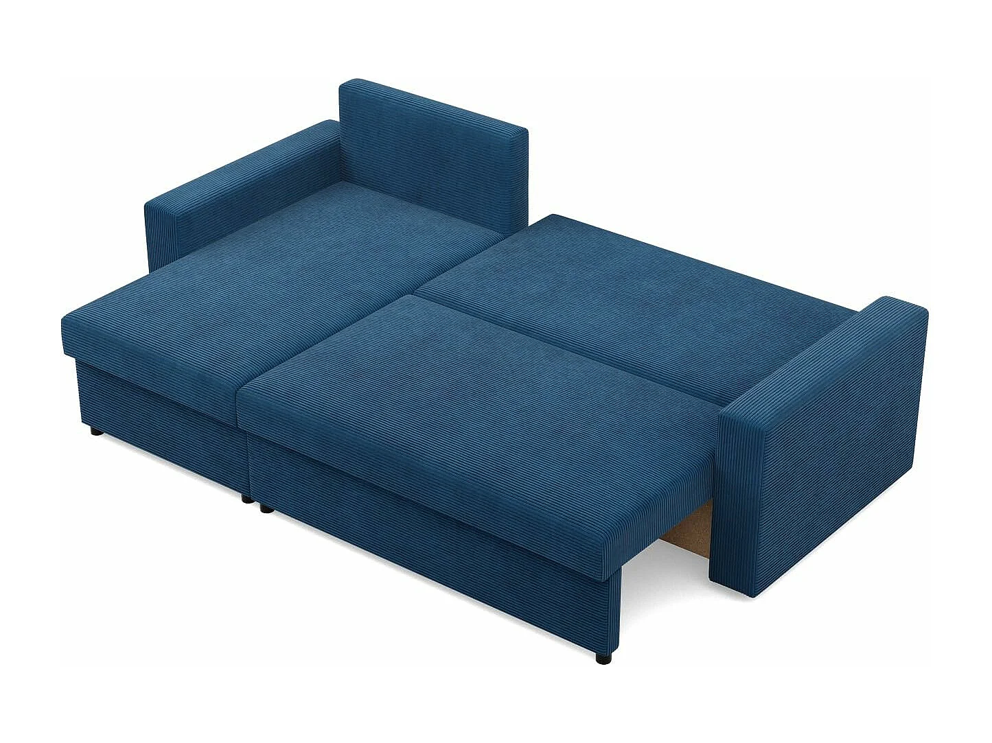 Canapé d'angle avec fonction couchage, Corde - Bleu foncé