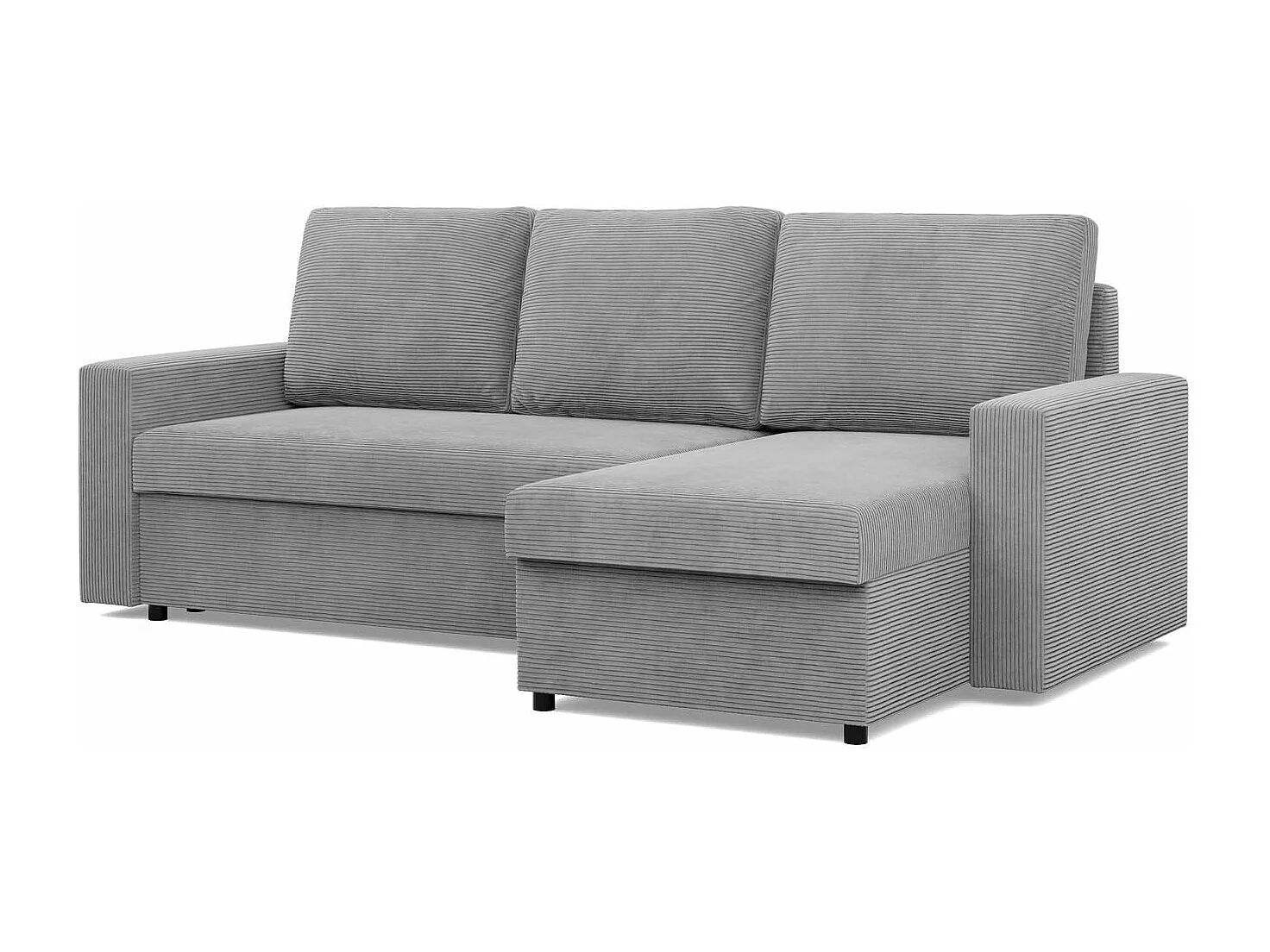 Canapé d'angle avec fonction couchage, Corde - Gris