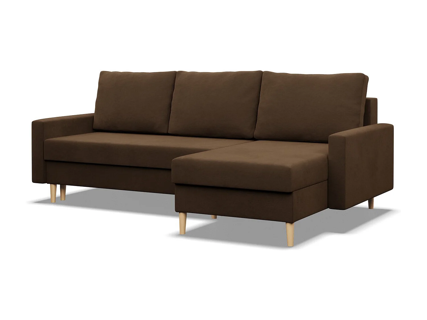 Narożnik z funkcją spania, dwustronna poduszka, kolor brązowy