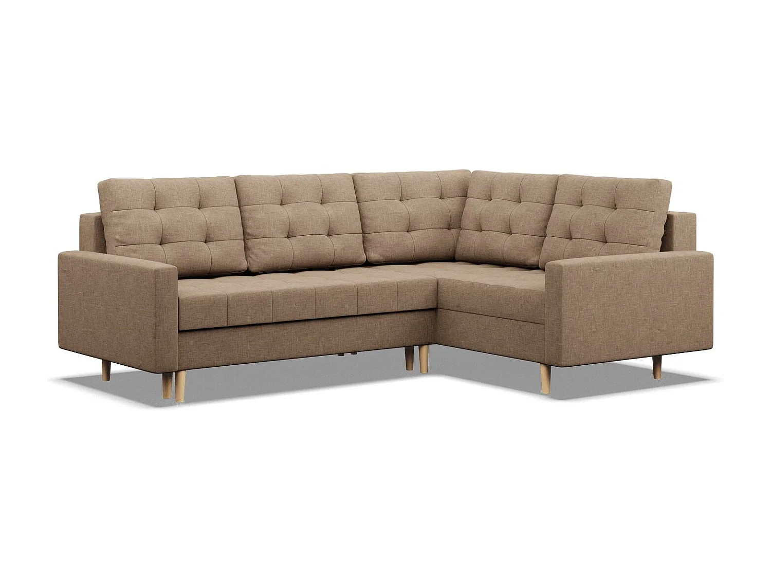 Rechts Ecksofa mit Schlaffunktion, Ottomane,  Braun
