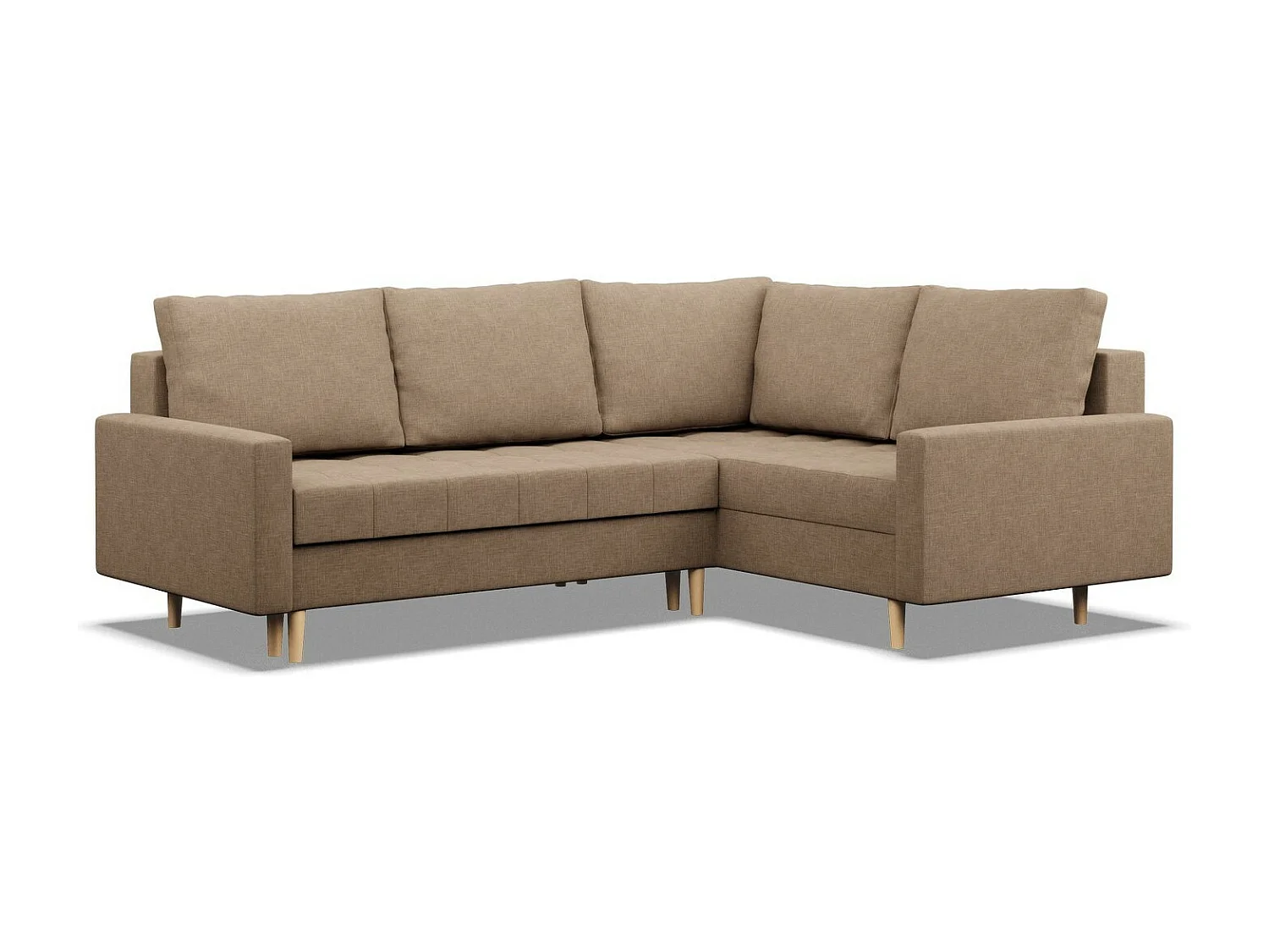 Rechts Ecksofa mit Schlaffunktion, Ottomane,  Braun