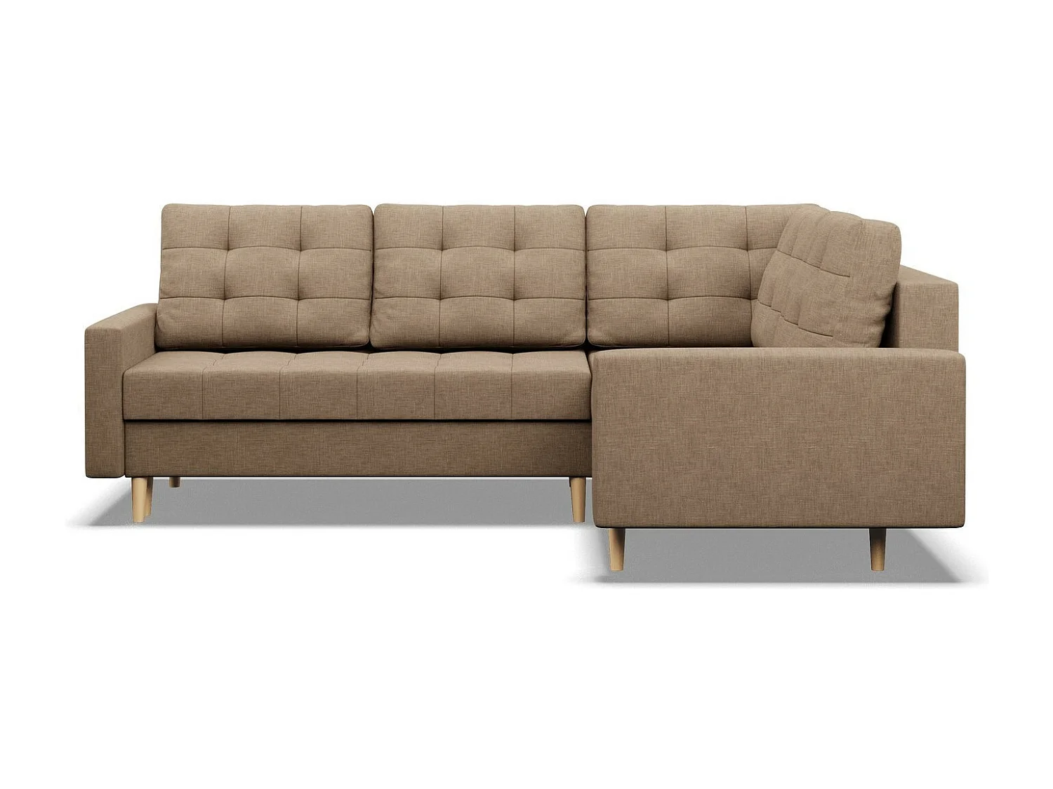 Rechts Ecksofa mit Schlaffunktion, Ottomane,  Braun