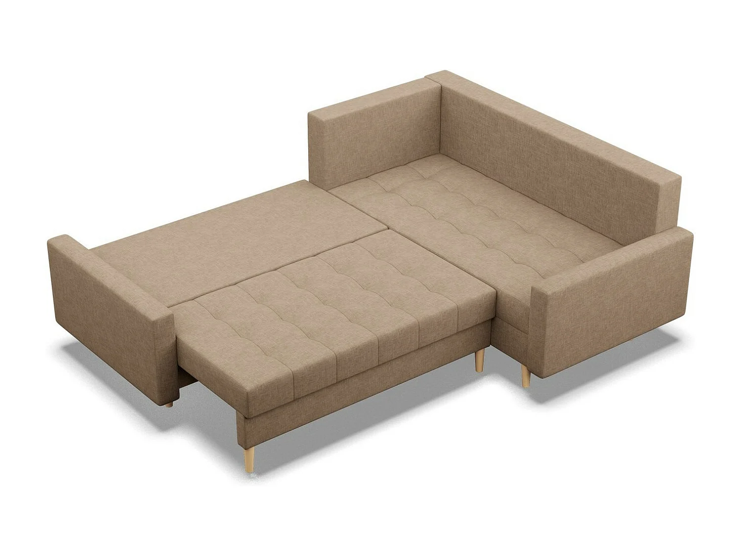 Rechts Ecksofa mit Schlaffunktion, Ottomane,  Braun