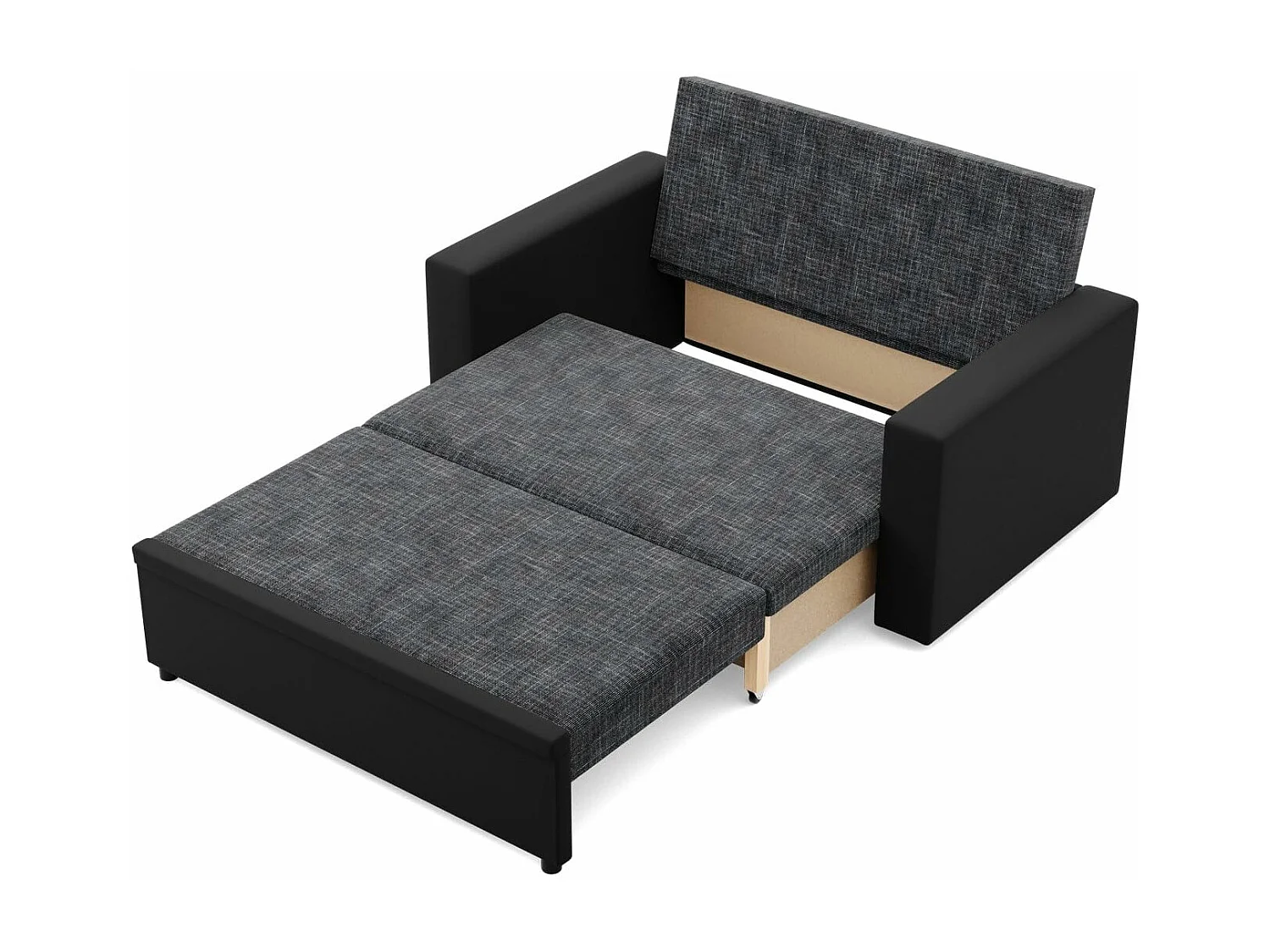 Canapé 2 places avec fonction sommeil, Noir + Noir