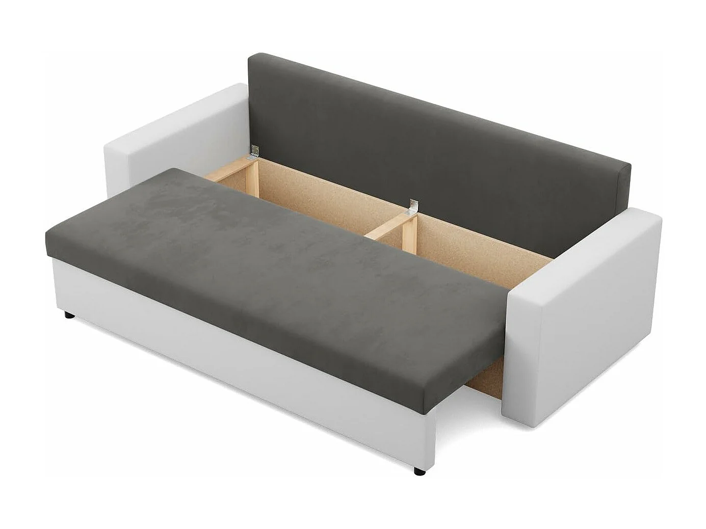 Canapé 3 places avec fonction sommeil, Gris foncé + Gris