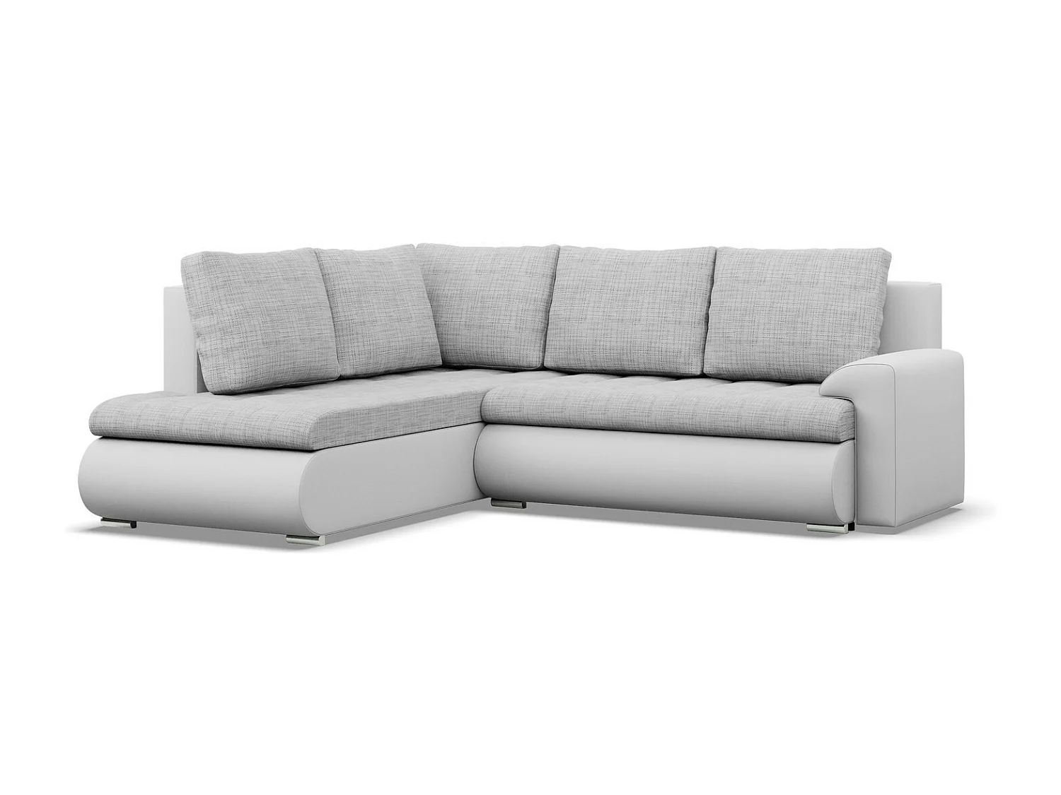 Gauche Canapé d'angle avec fonction couchage, Ottoman, Gris + Gris