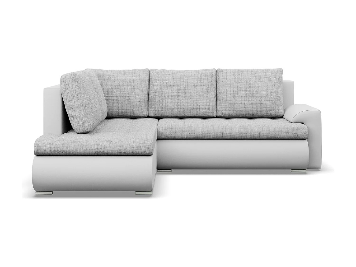 Gauche Canapé d'angle avec fonction couchage, Ottoman, Gris + Gris