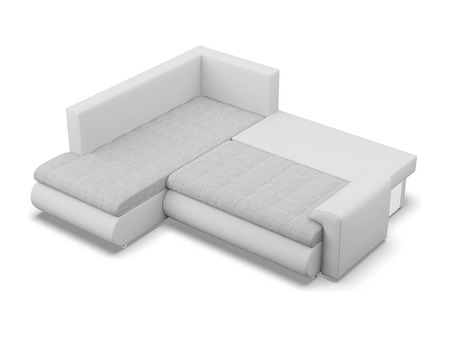 Gauche Canapé d'angle avec fonction couchage, Ottoman, Gris + Gris