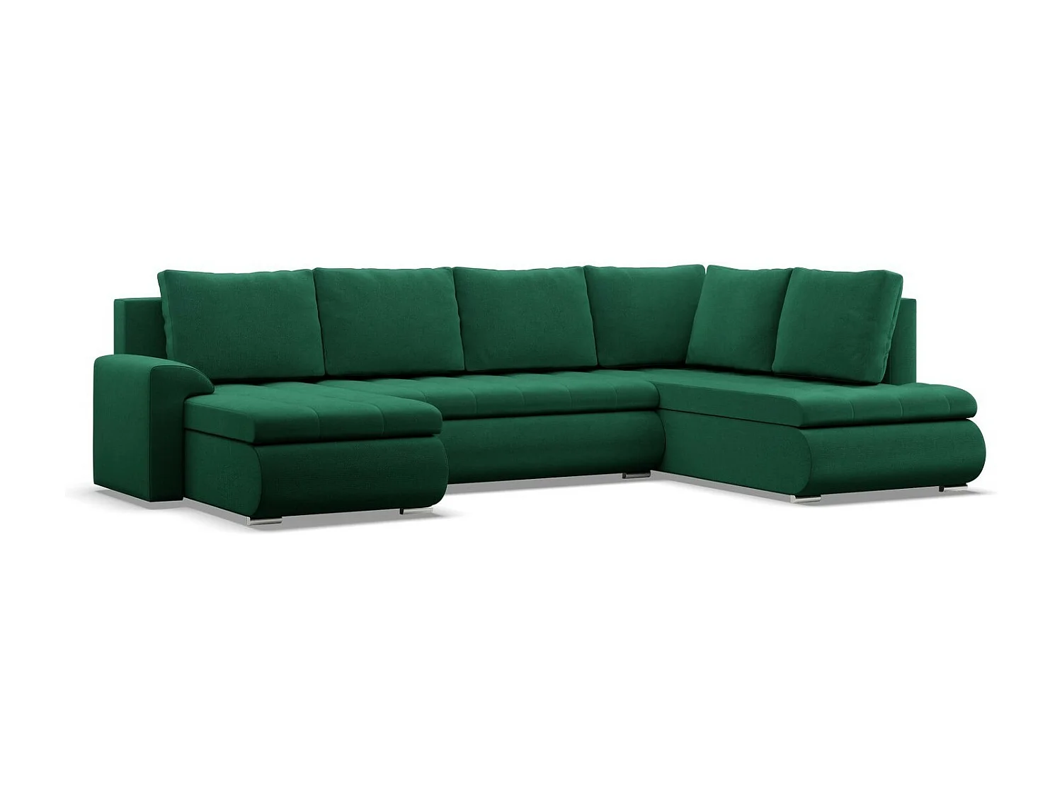 Canapé d'angle en U avec fonction sommeil, Ottoman, Bleu foncé