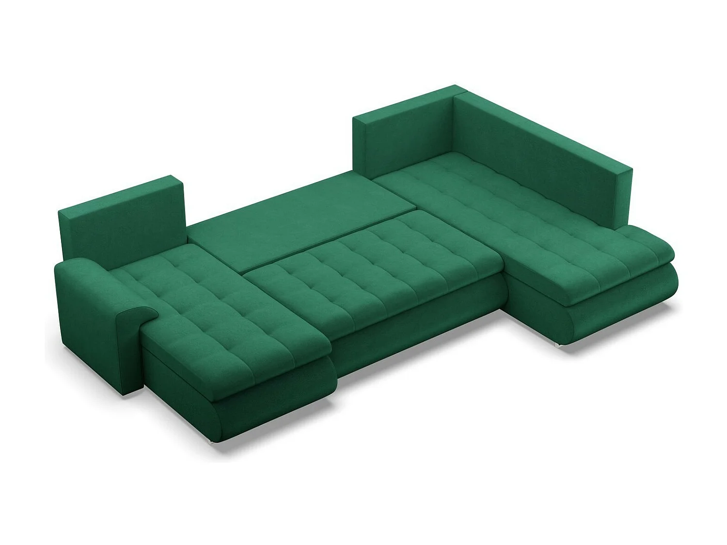 Canapé d'angle en U avec fonction sommeil, Ottoman, Bleu foncé