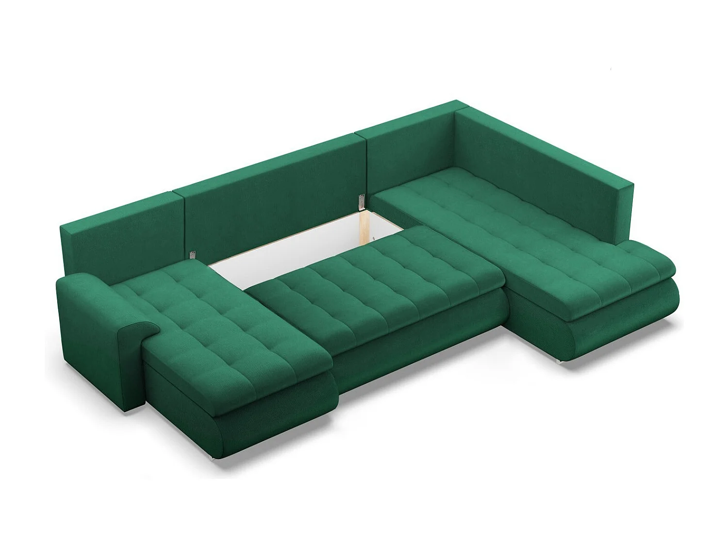 Canapé d'angle en U avec fonction sommeil, Ottoman, Bleu foncé