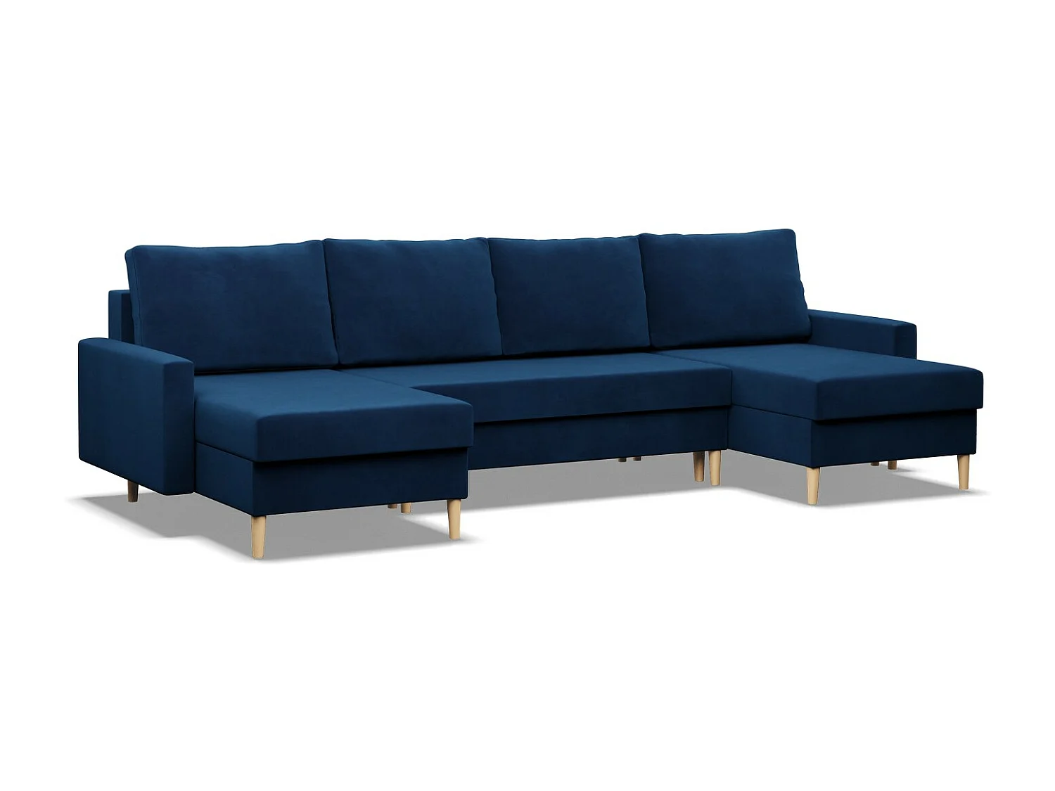 Duży narożnik w kształcie litery U z funkcją spania, z dwustronną poduszką, kolor ciemnoniebieski