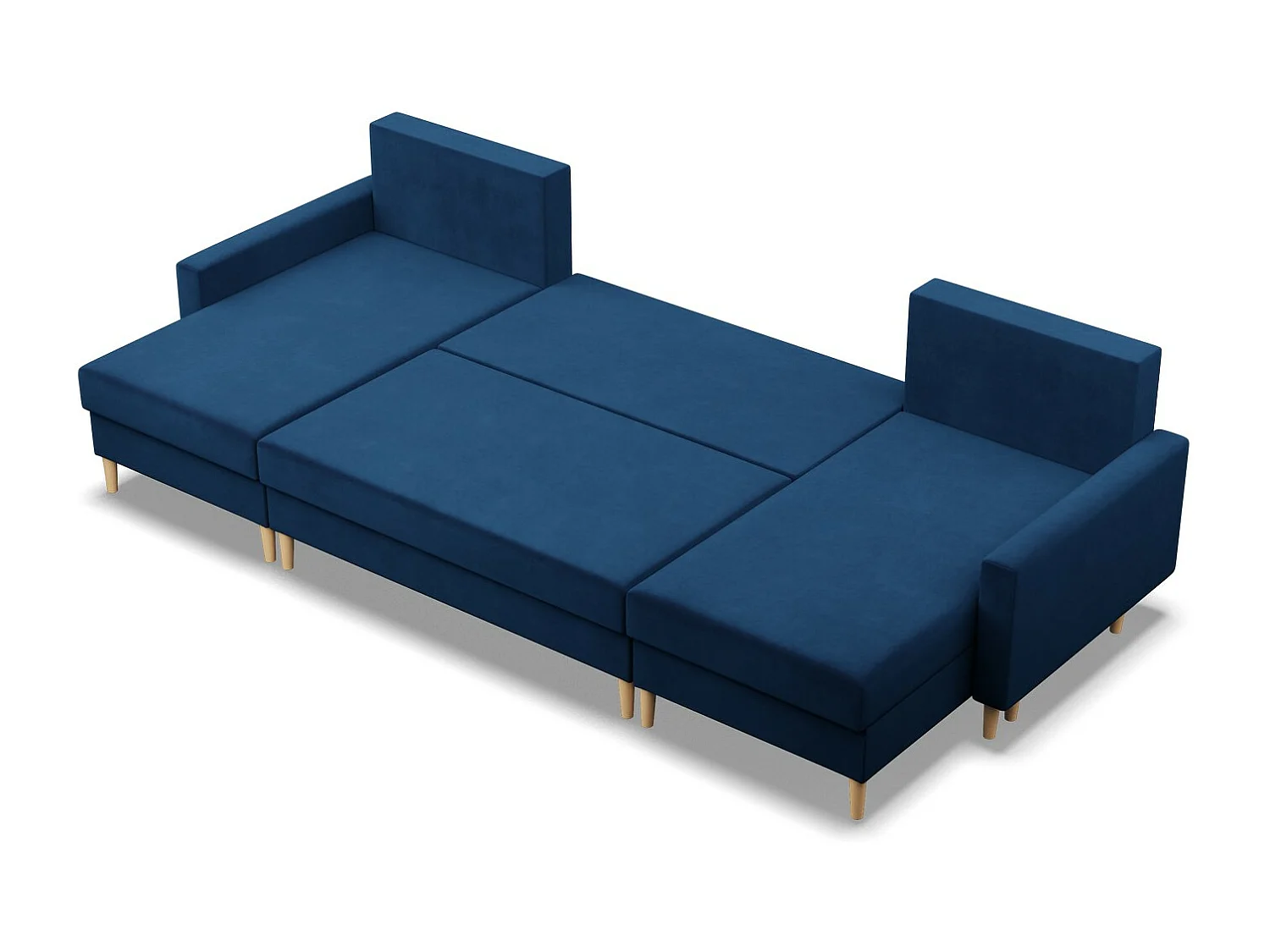 Duży narożnik w kształcie litery U z funkcją spania, z dwustronną poduszką, kolor ciemnoniebieski