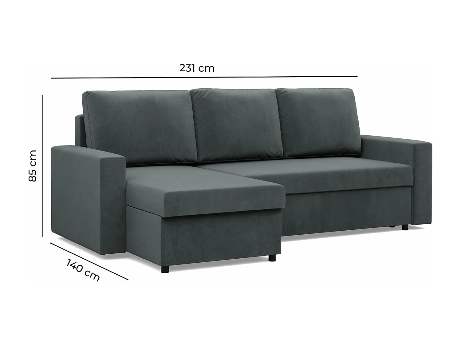 Canapé d'angle avec fonction couchage, Corde - Vert