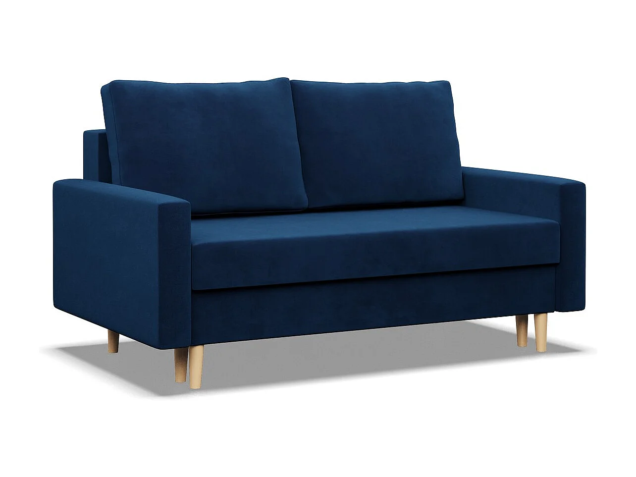 Canapé 2 places avec fonction sommeil, Coussin réversible, Bleu foncé