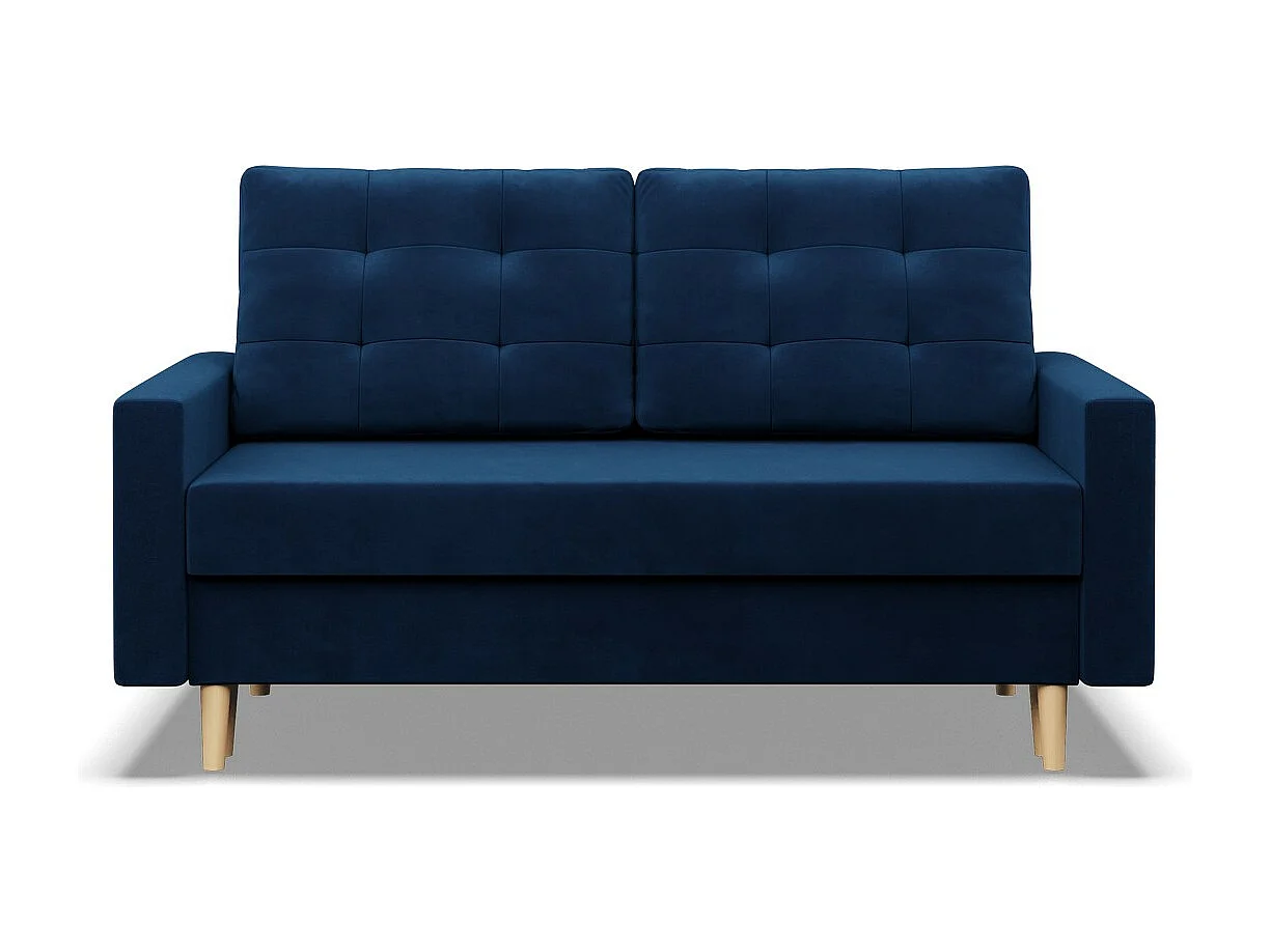 Canapé 2 places avec fonction sommeil, Coussin réversible, Bleu foncé