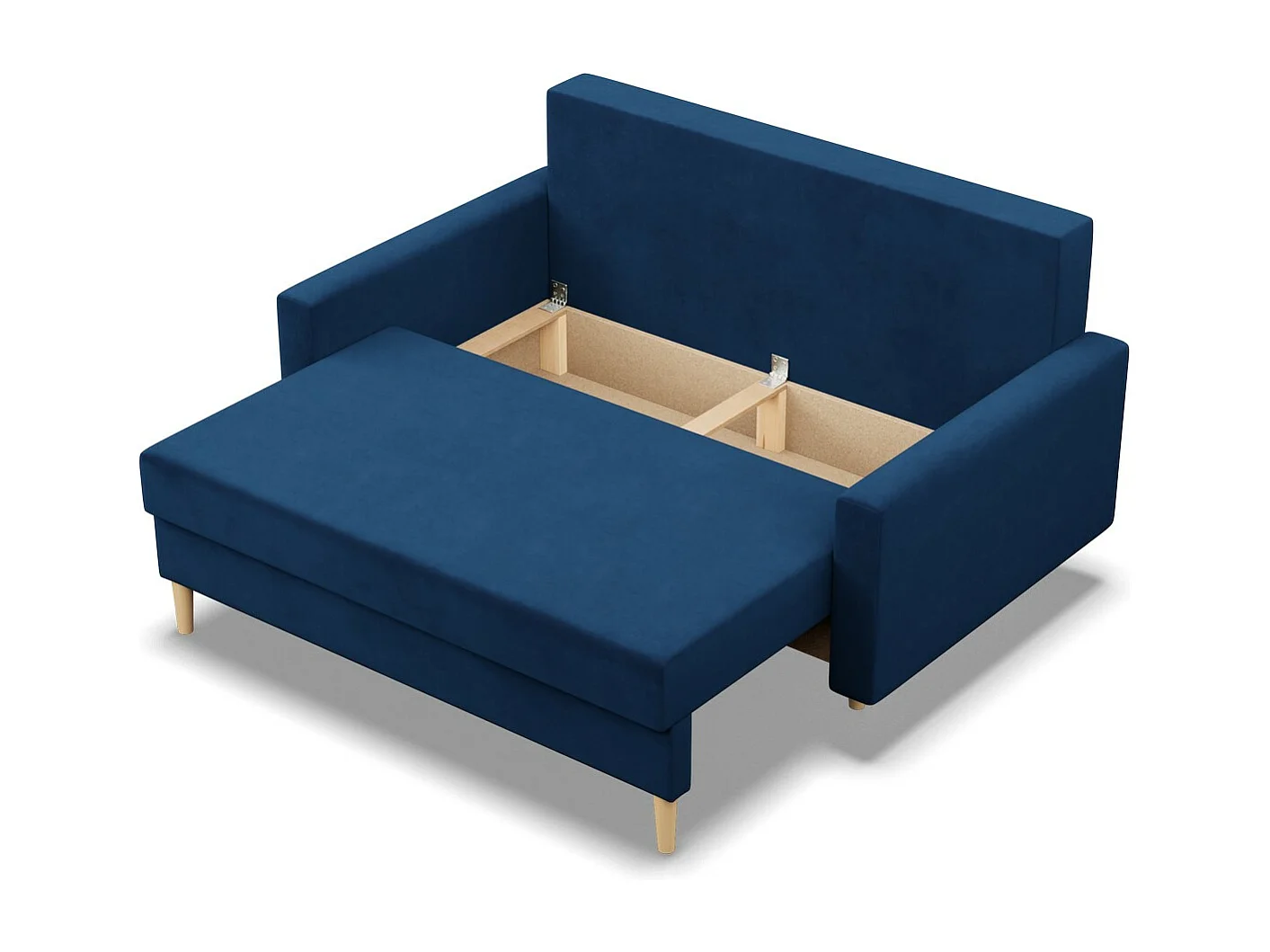 Canapé 2 places avec fonction sommeil, Coussin réversible, Bleu foncé