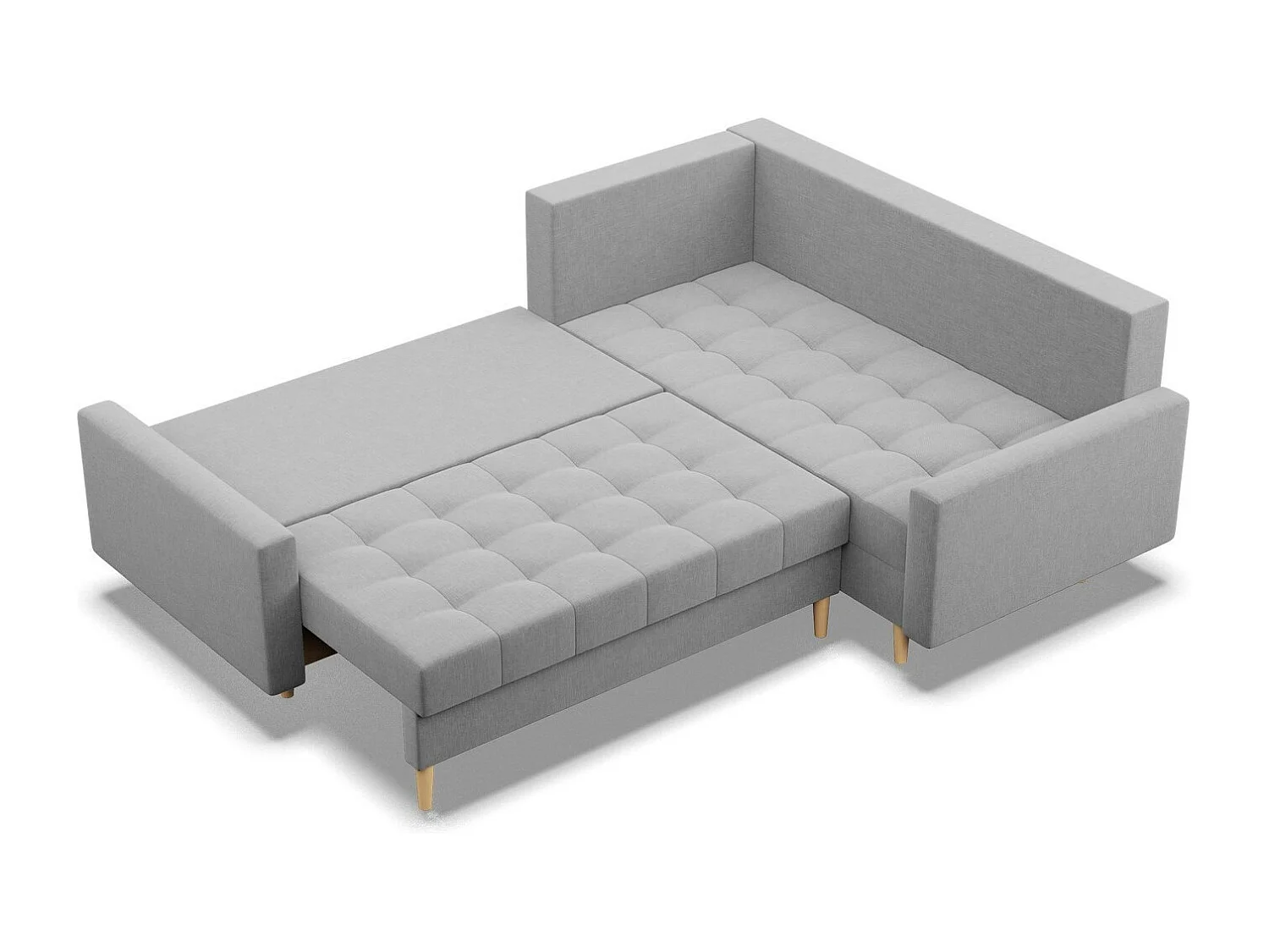 Droite Canapé d'angle avec fonction couchage, Ottoman,  Gris