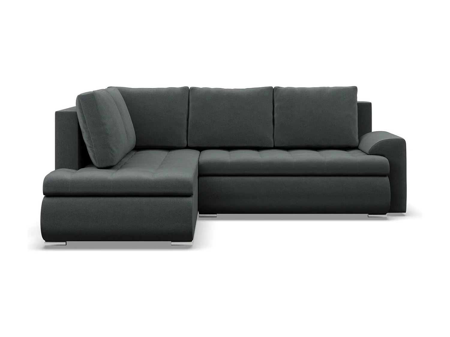 Gauche Canapé d'angle avec fonction couchage, Ottoman, Gris foncé