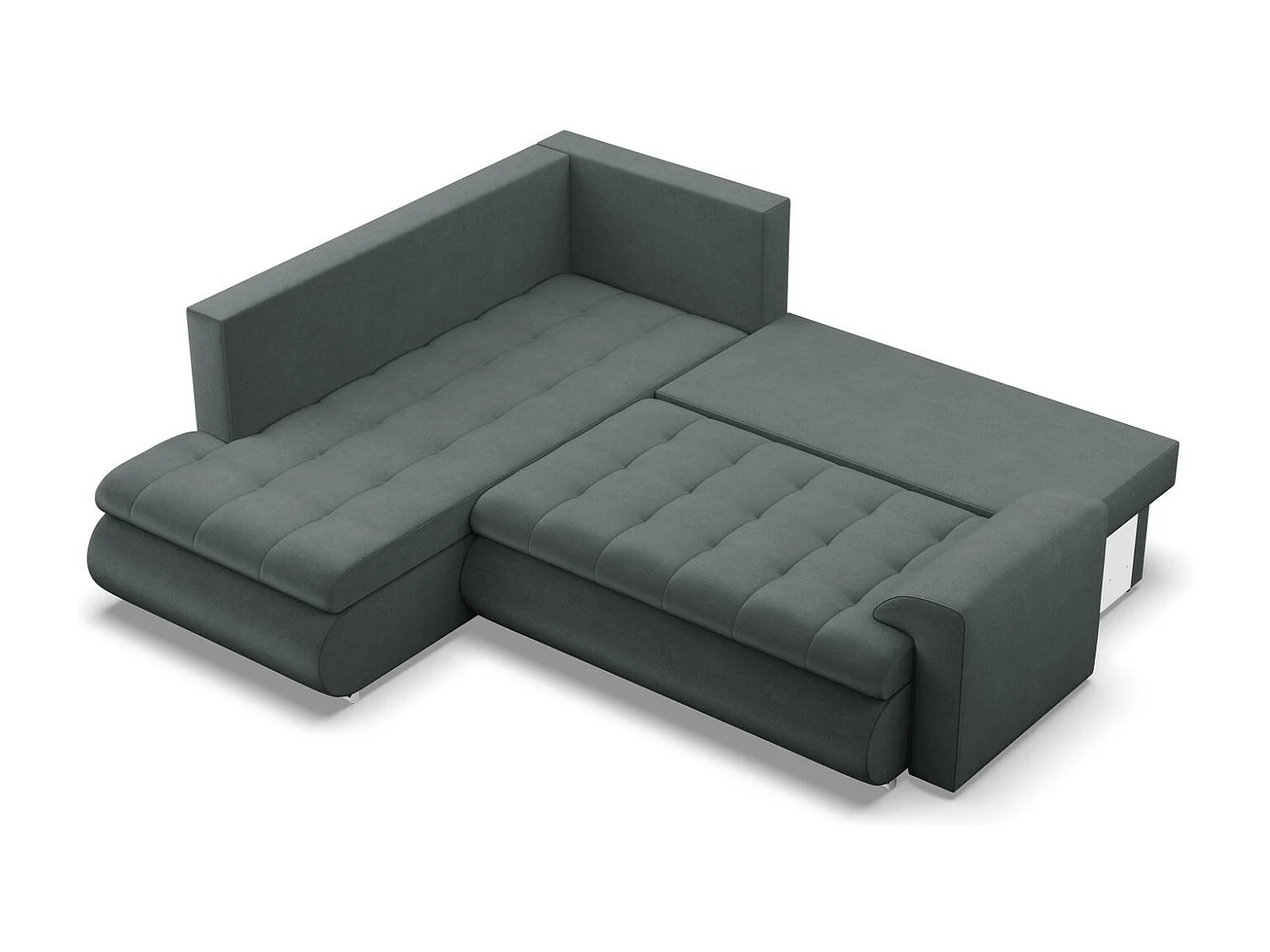 Gauche Canapé d'angle avec fonction couchage, Ottoman, Gris foncé