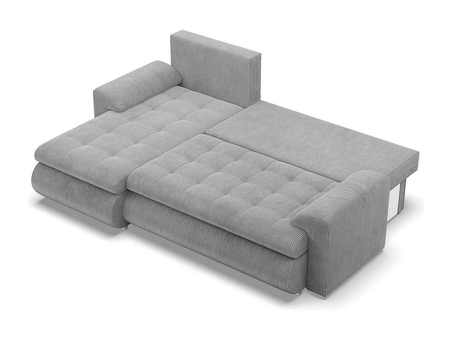 Narożnik lewy z funkcją spania, sztruks - szary