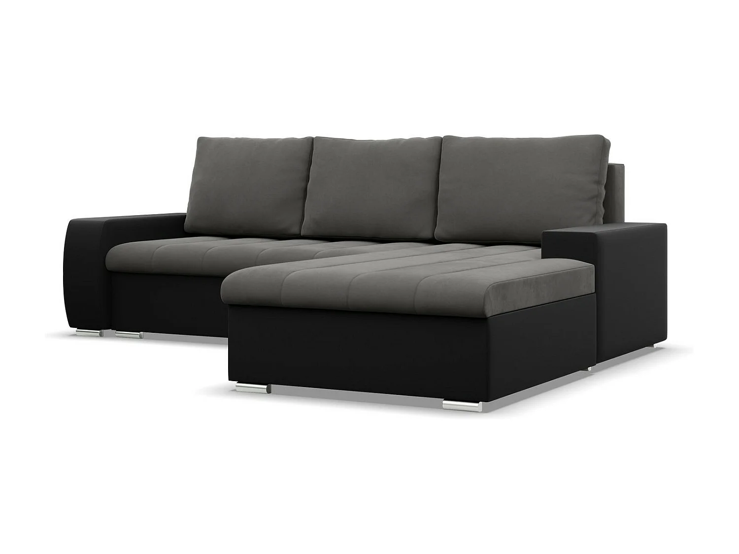 Narożnik prawy z funkcją spania, kolor ciemnoszary + czarny