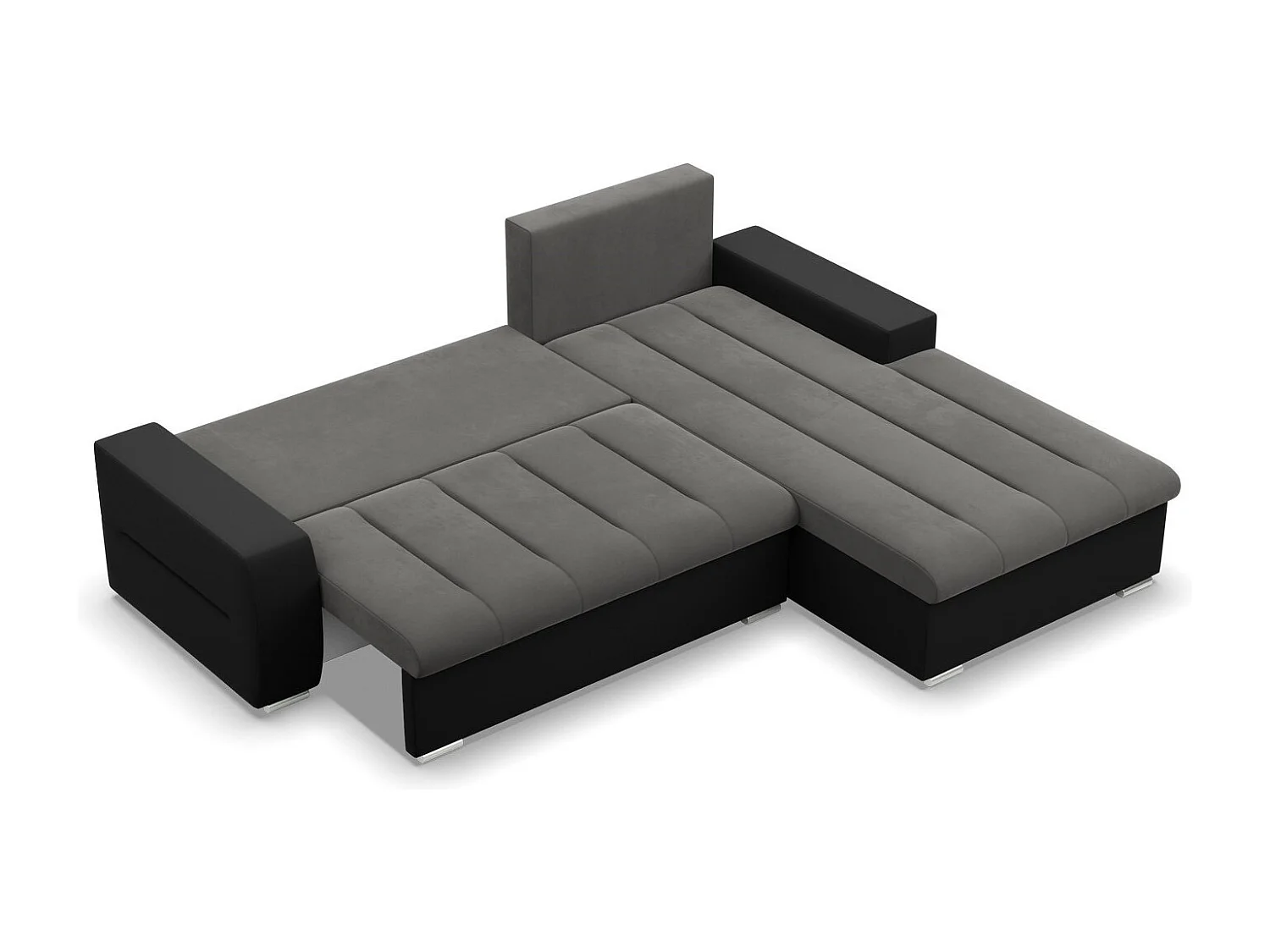 Narożnik prawy z funkcją spania, kolor ciemnoszary + czarny