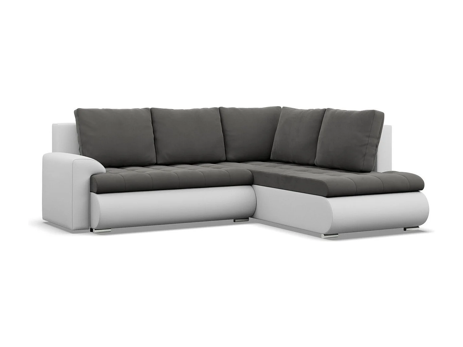 Narożnik prawy z funkcją spania, otomana, kolor ciemnoszary + szary