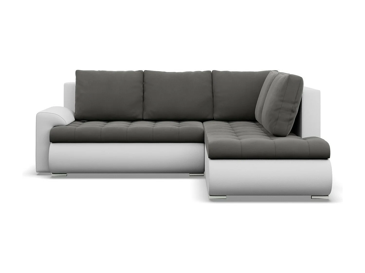 Narożnik prawy z funkcją spania, otomana, kolor ciemnoszary + szary