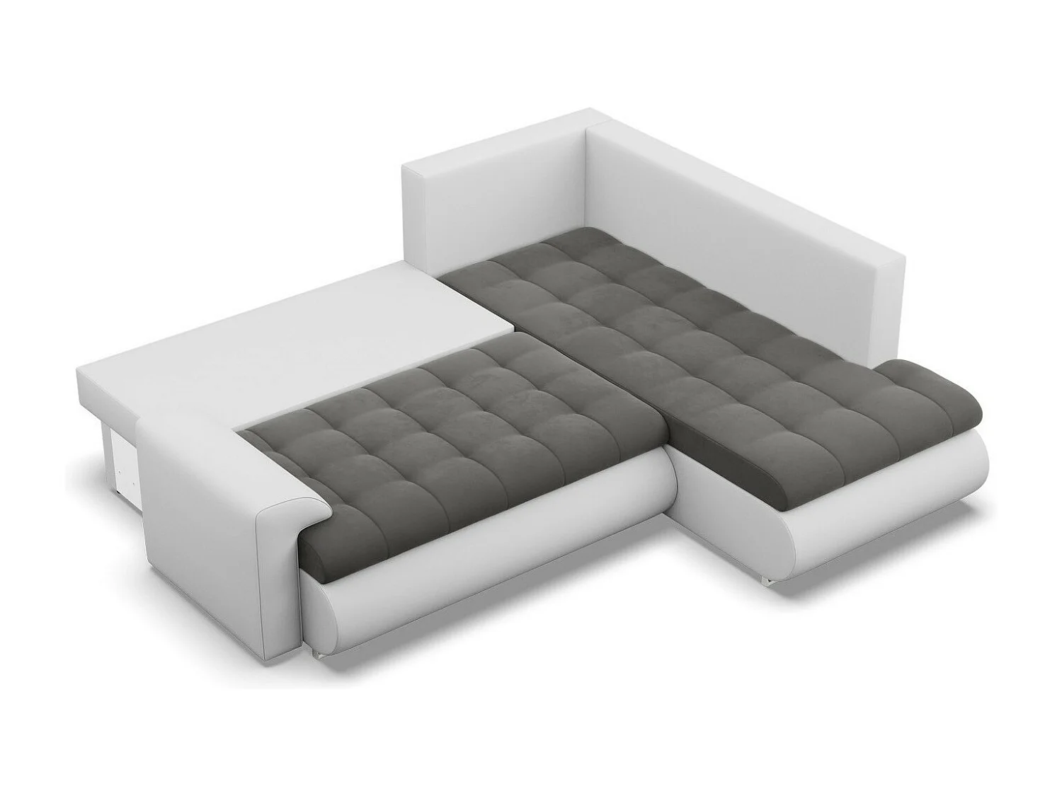 Narożnik prawy z funkcją spania, otomana, kolor ciemnoszary + szary