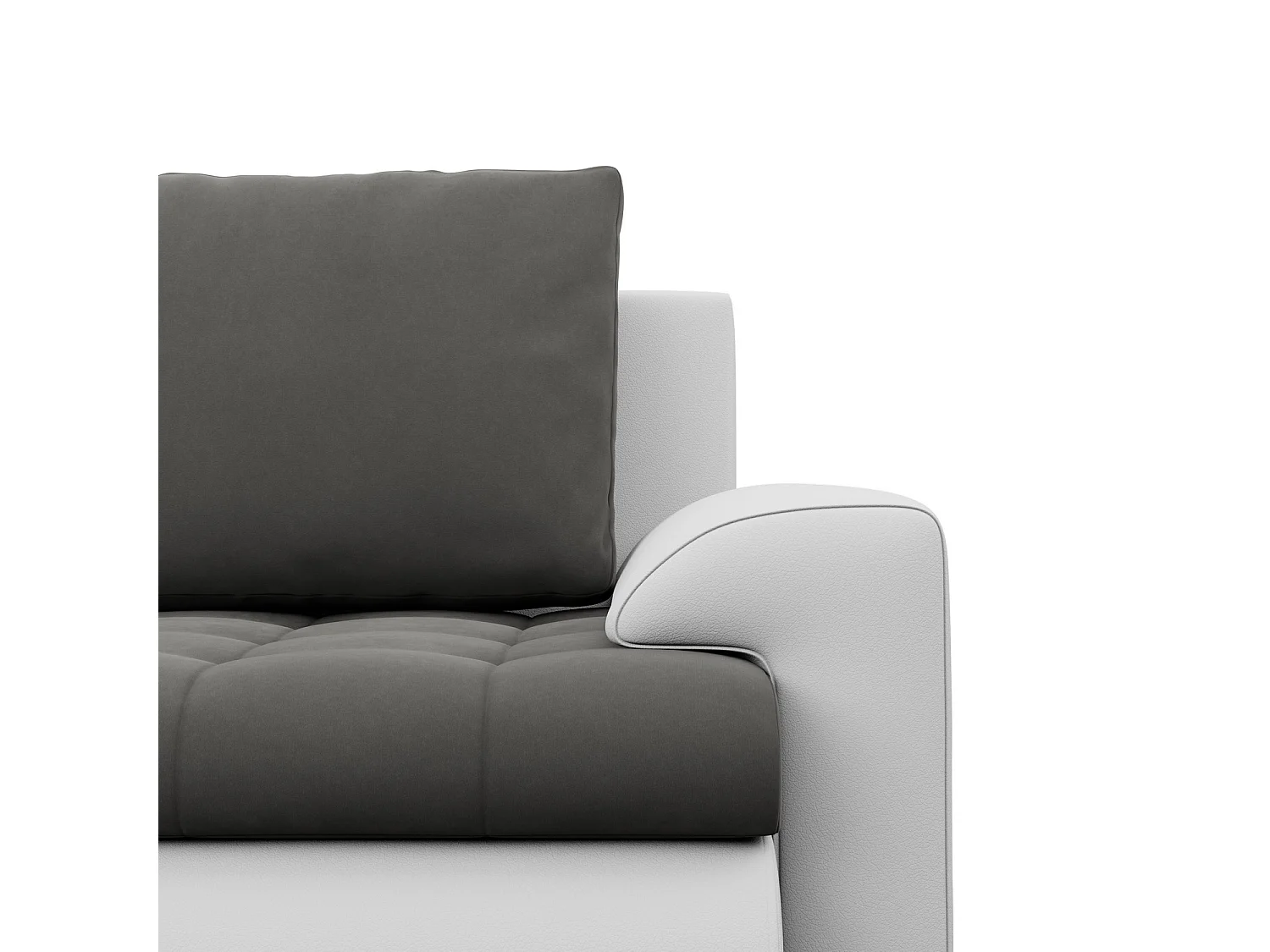 Narożnik prawy z funkcją spania, otomana, kolor ciemnoszary + szary