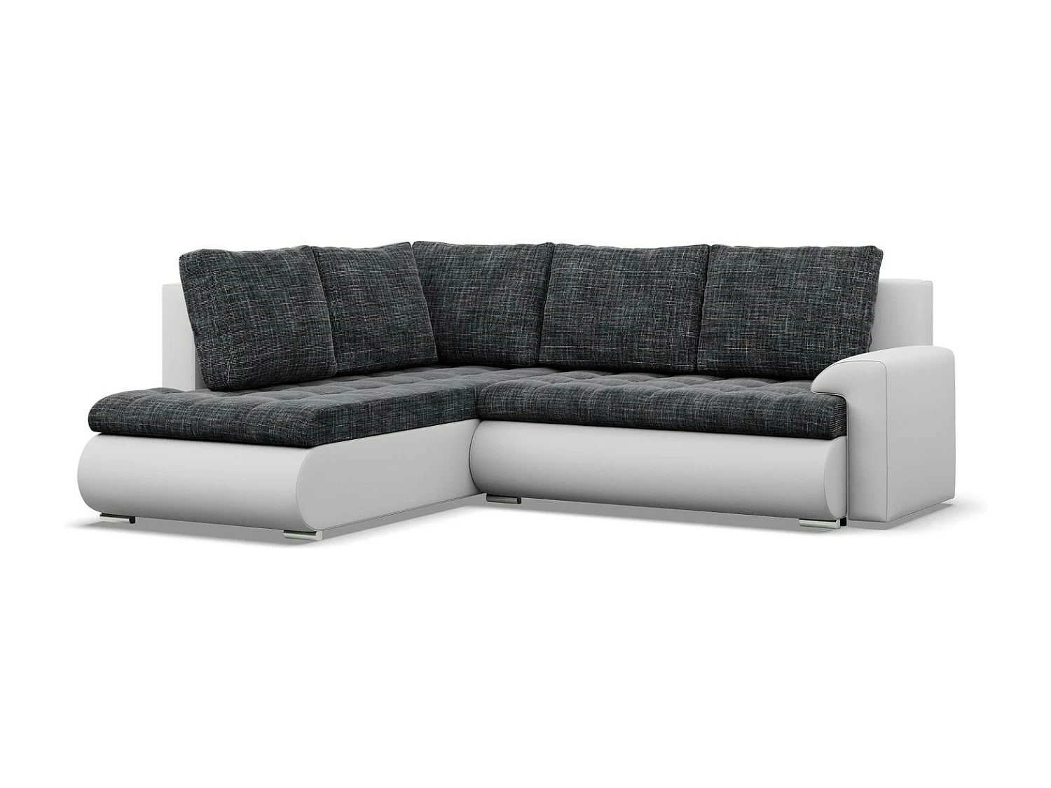 Narożnik lewy z funkcją spania, otomana, kolor czarny + szary