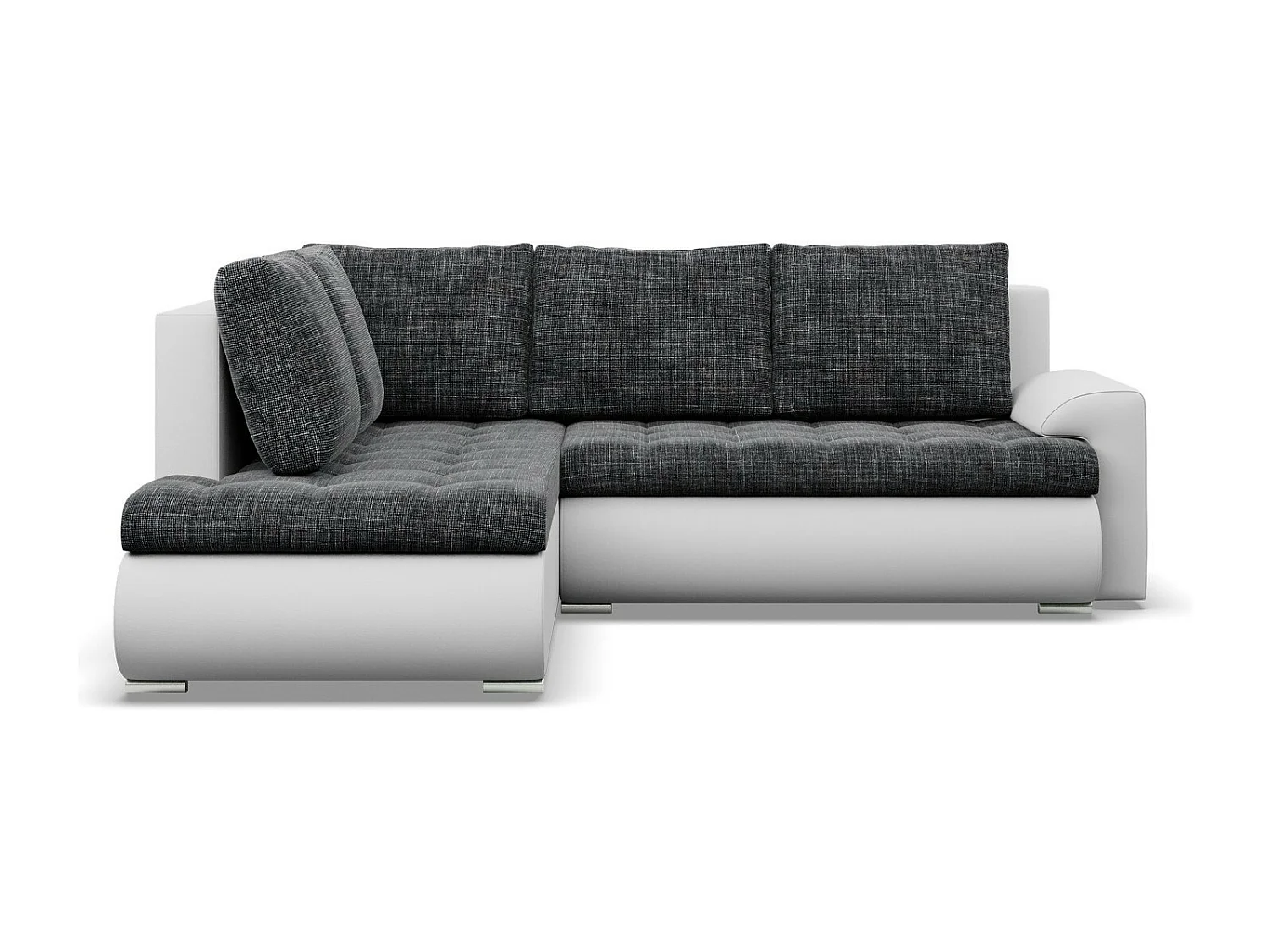 Narożnik lewy z funkcją spania, otomana, kolor czarny + szary