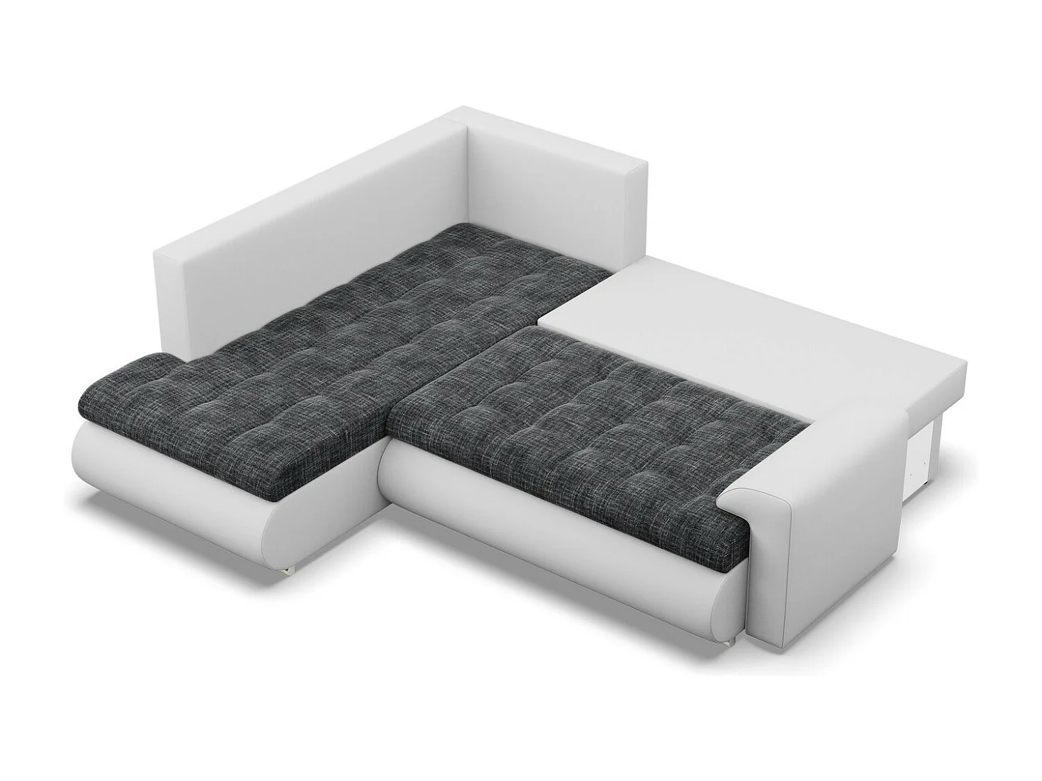 Narożnik lewy z funkcją spania, otomana, kolor czarny + szary