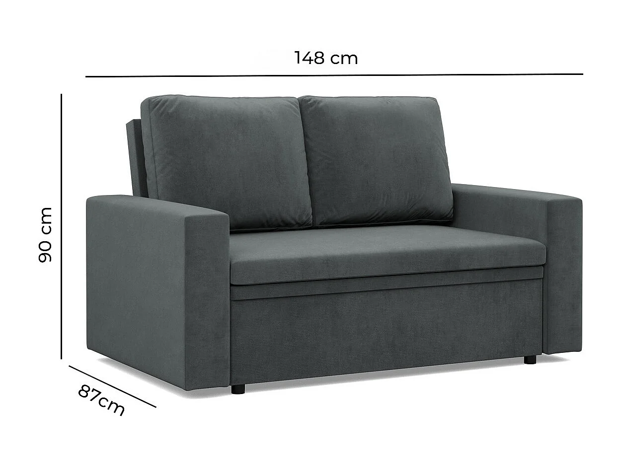 Sofa 2-osobowa z funkcją spania, kolor ciemnoszary