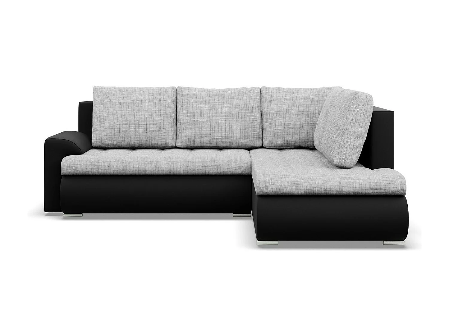 Narożnik prawy z funkcją spania, otomana, szary + czarny