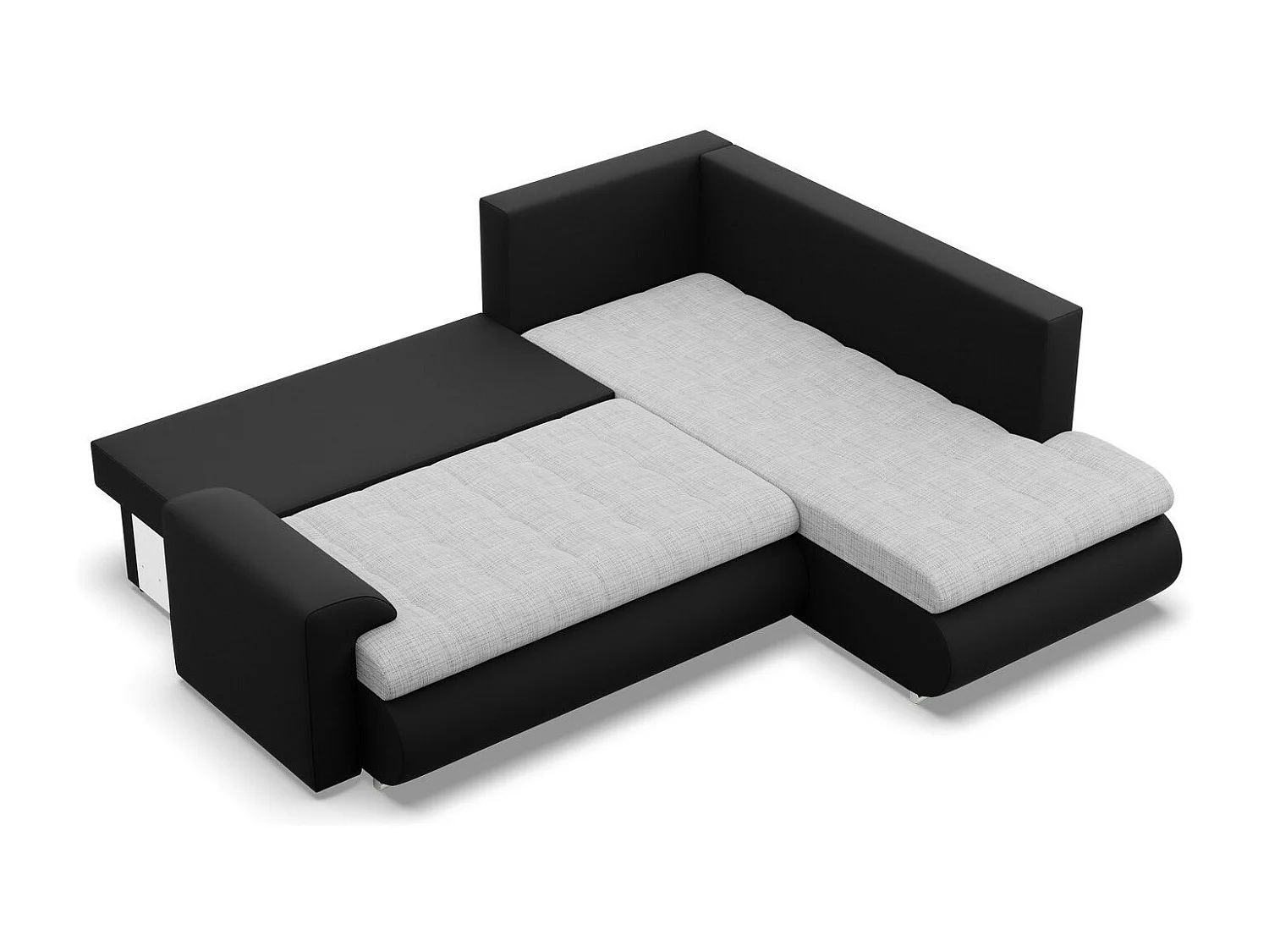 Narożnik prawy z funkcją spania, otomana, szary + czarny