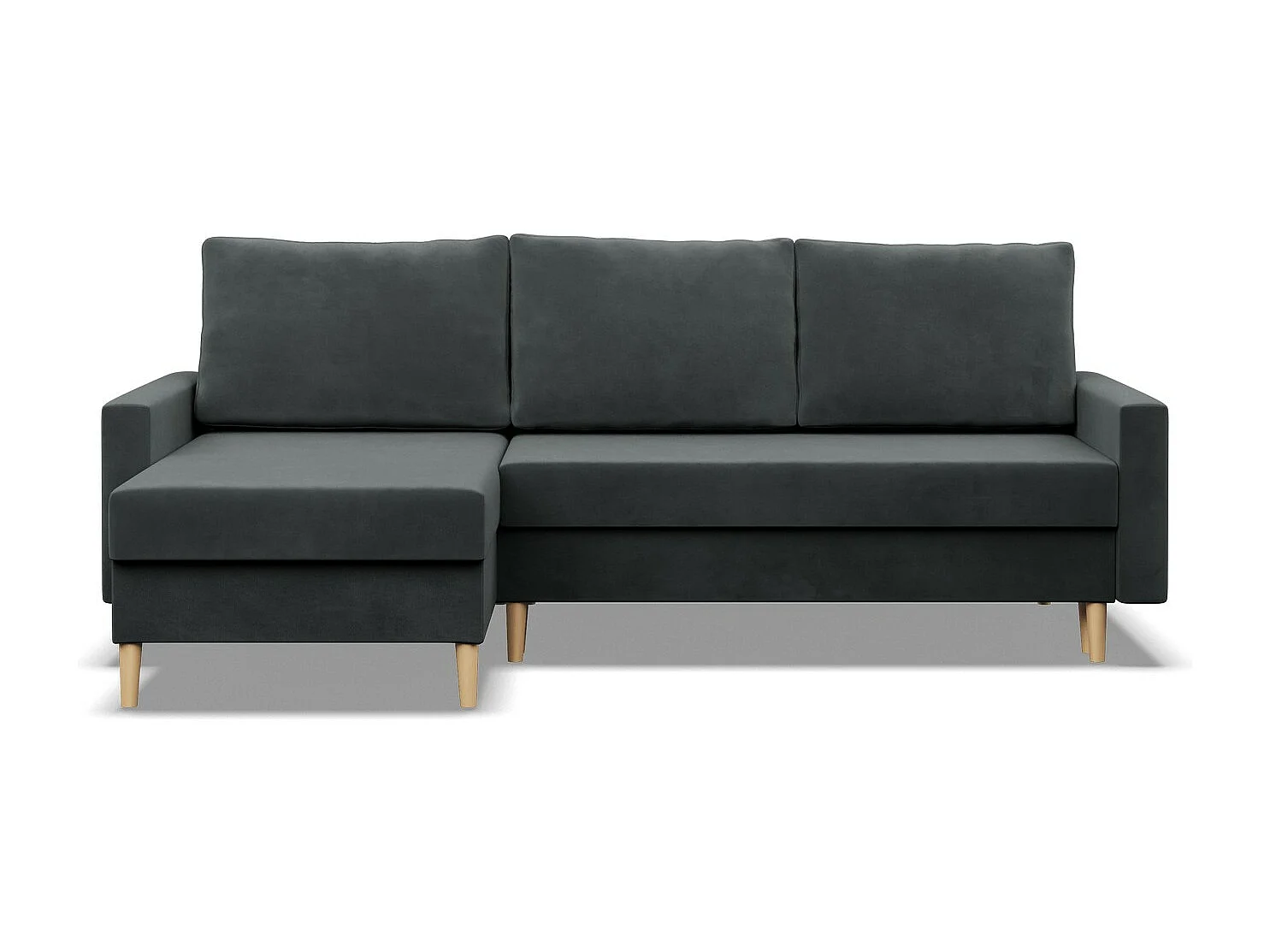 Canapé d'angle avec fonction couchage, Coussin réversible, Gris