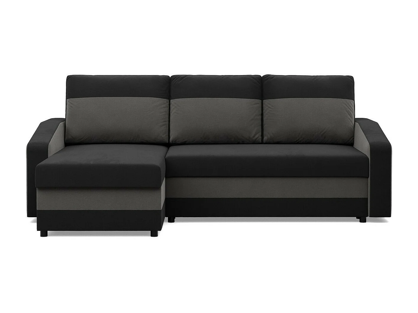 Canapé d'angle avec fonction couchage, Universelle Seite, Noir + Blanc