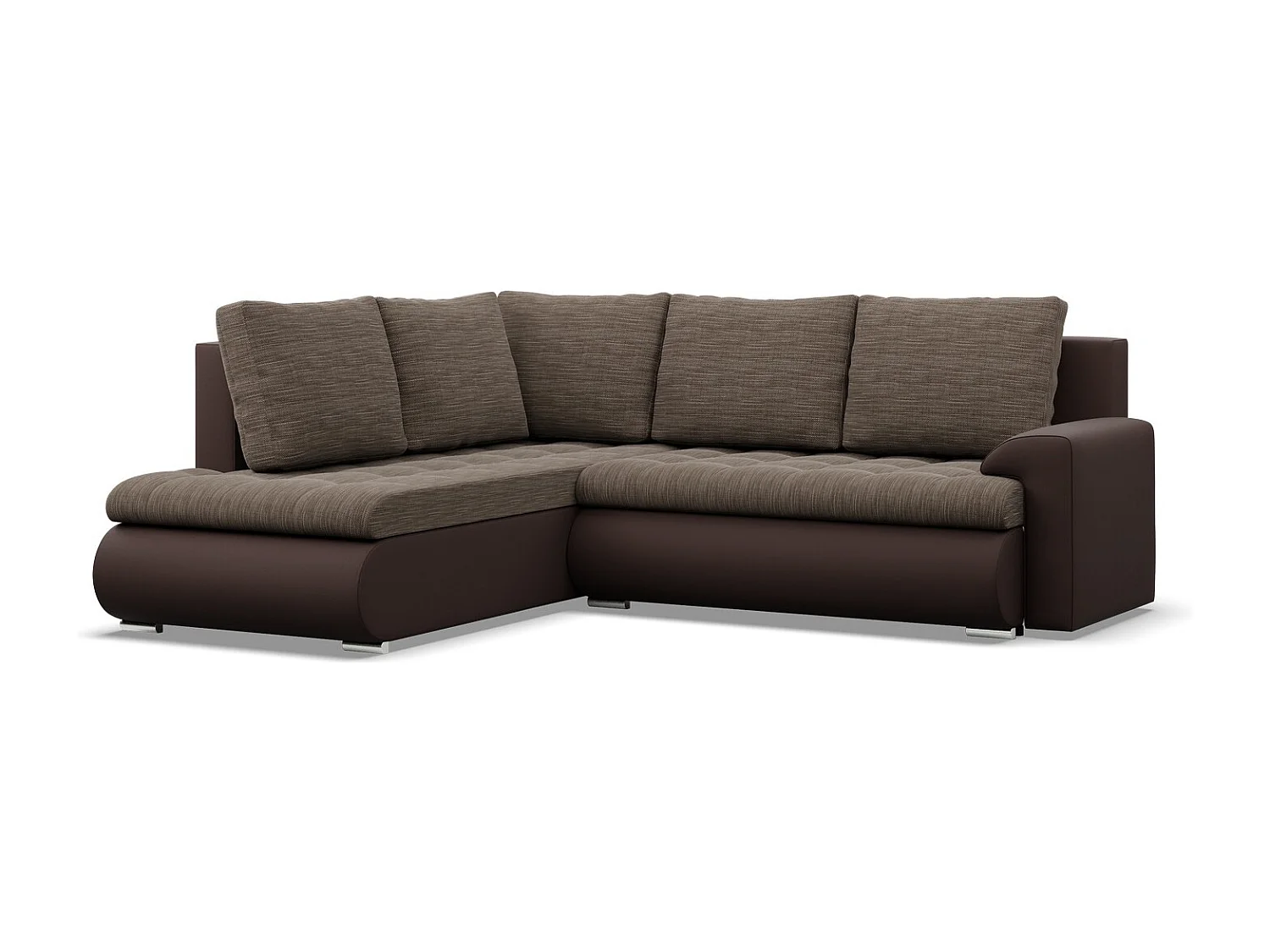 Gauche Canapé d'angle avec fonction couchage, Ottoman, Brun + Brun