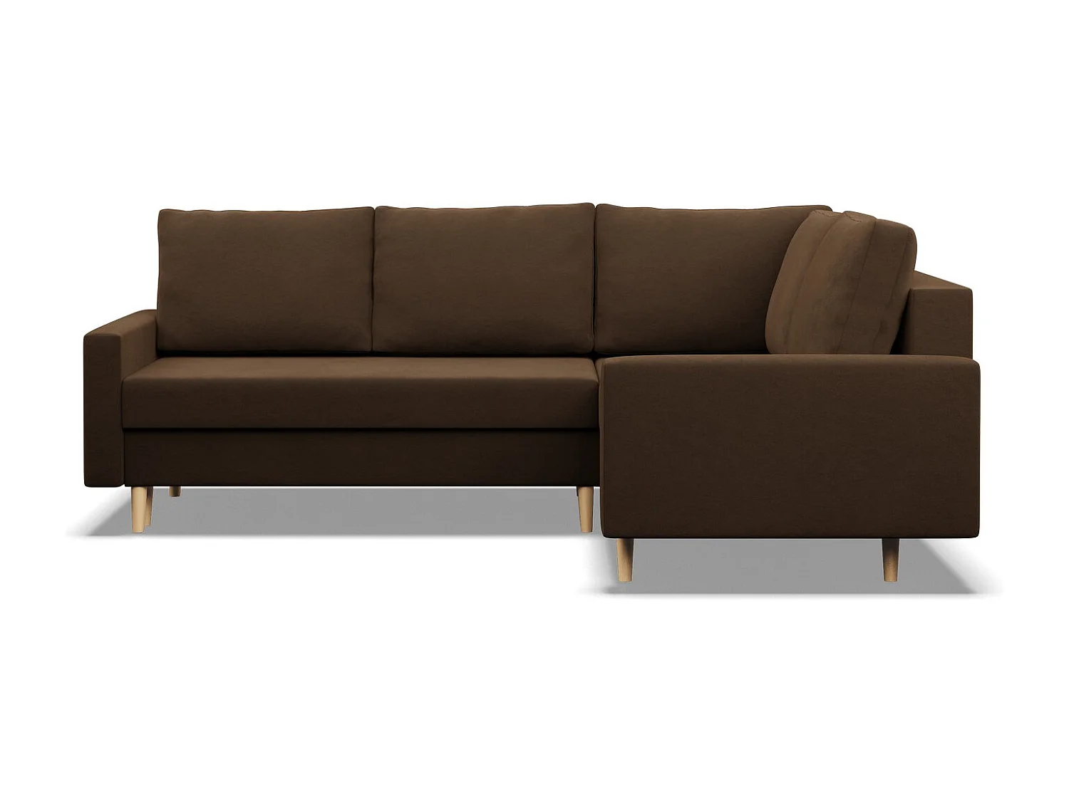 Narożnik prawy z funkcją spania, dwustronna poduszka, kolor brązowy